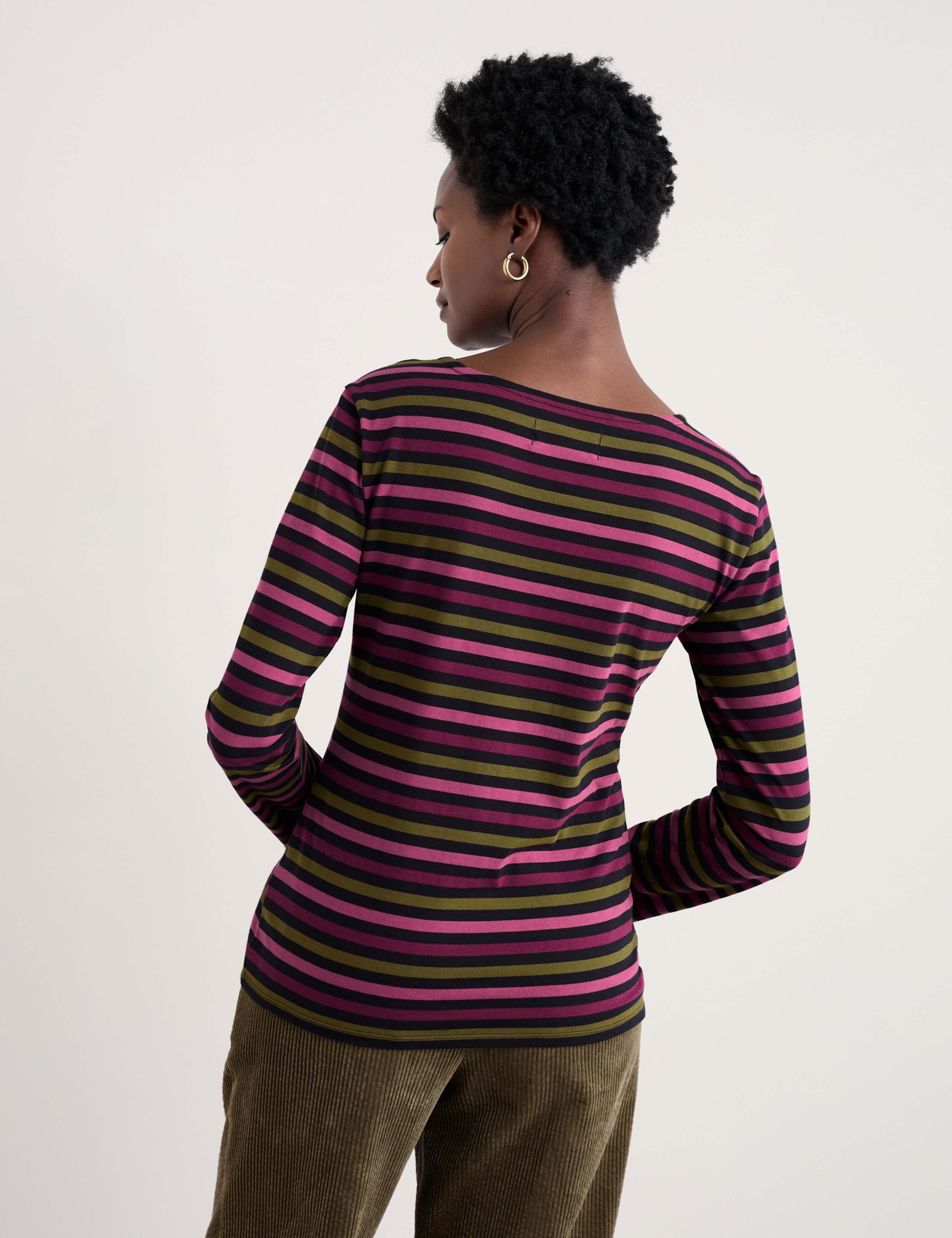 Pure Cotton Striped Round Neck Relaxed Top 4 of 5