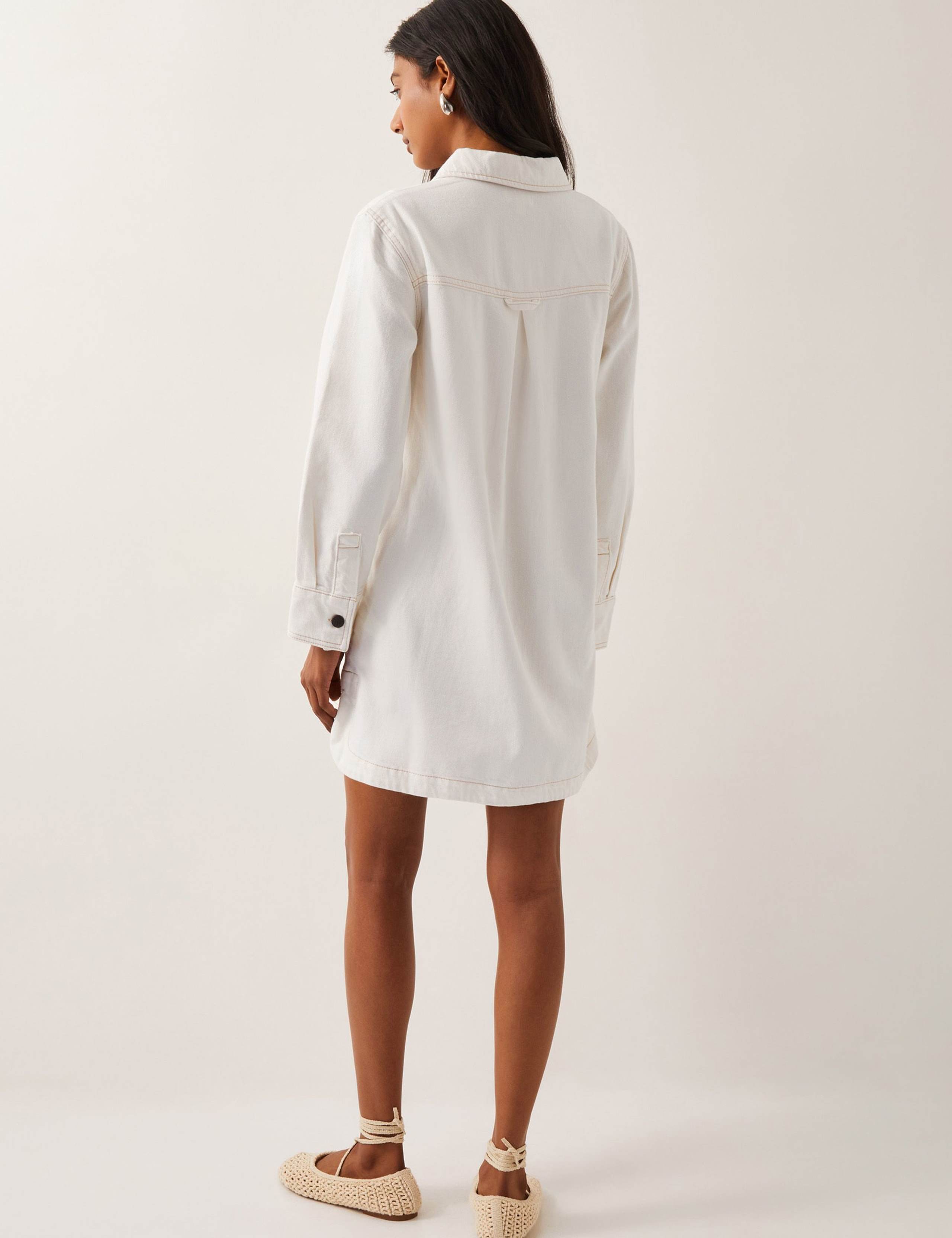 Denim Collared Mini Shirt Dress 6 of 6