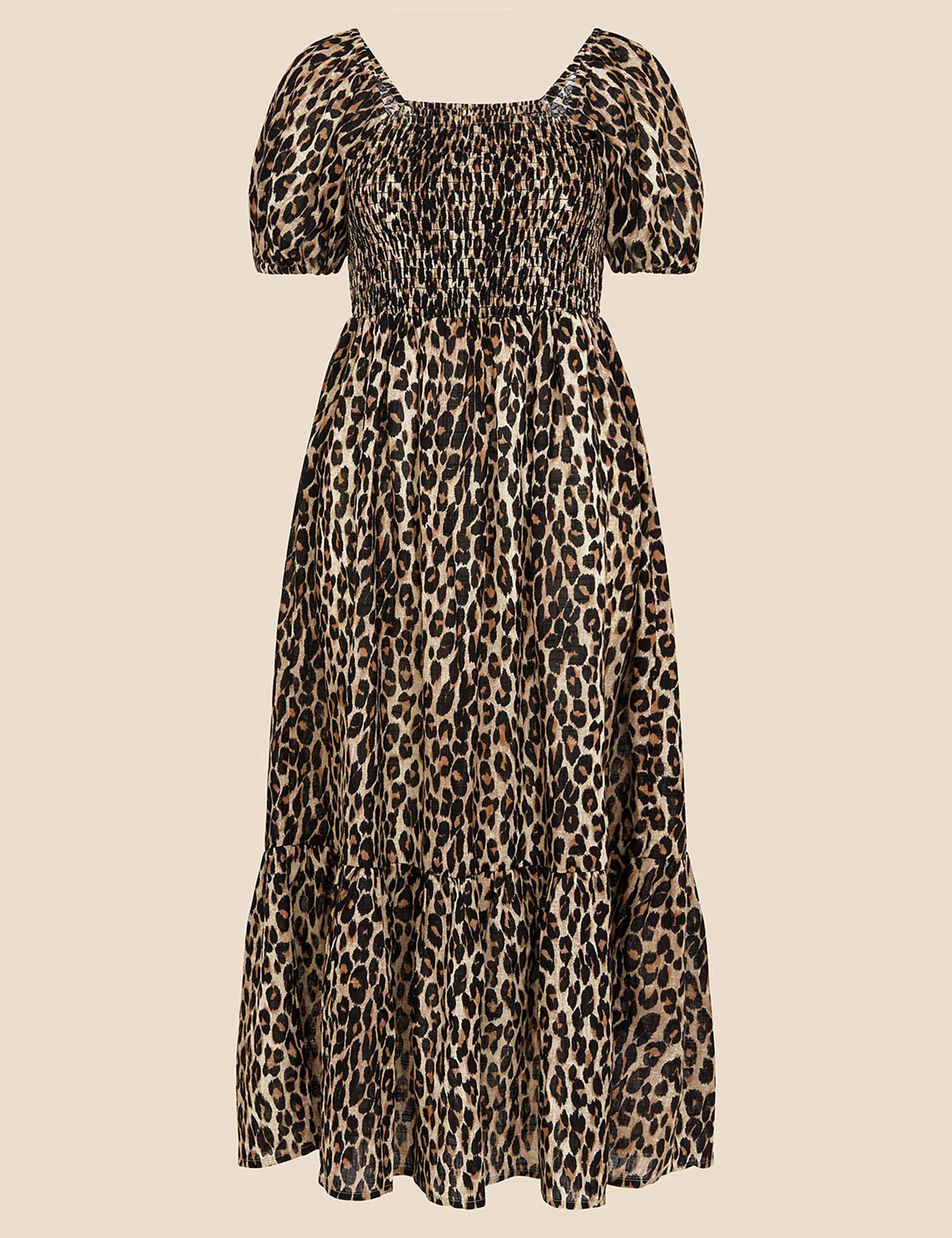 Pure Cotton Leopard Print Midi Dress 2 of 4