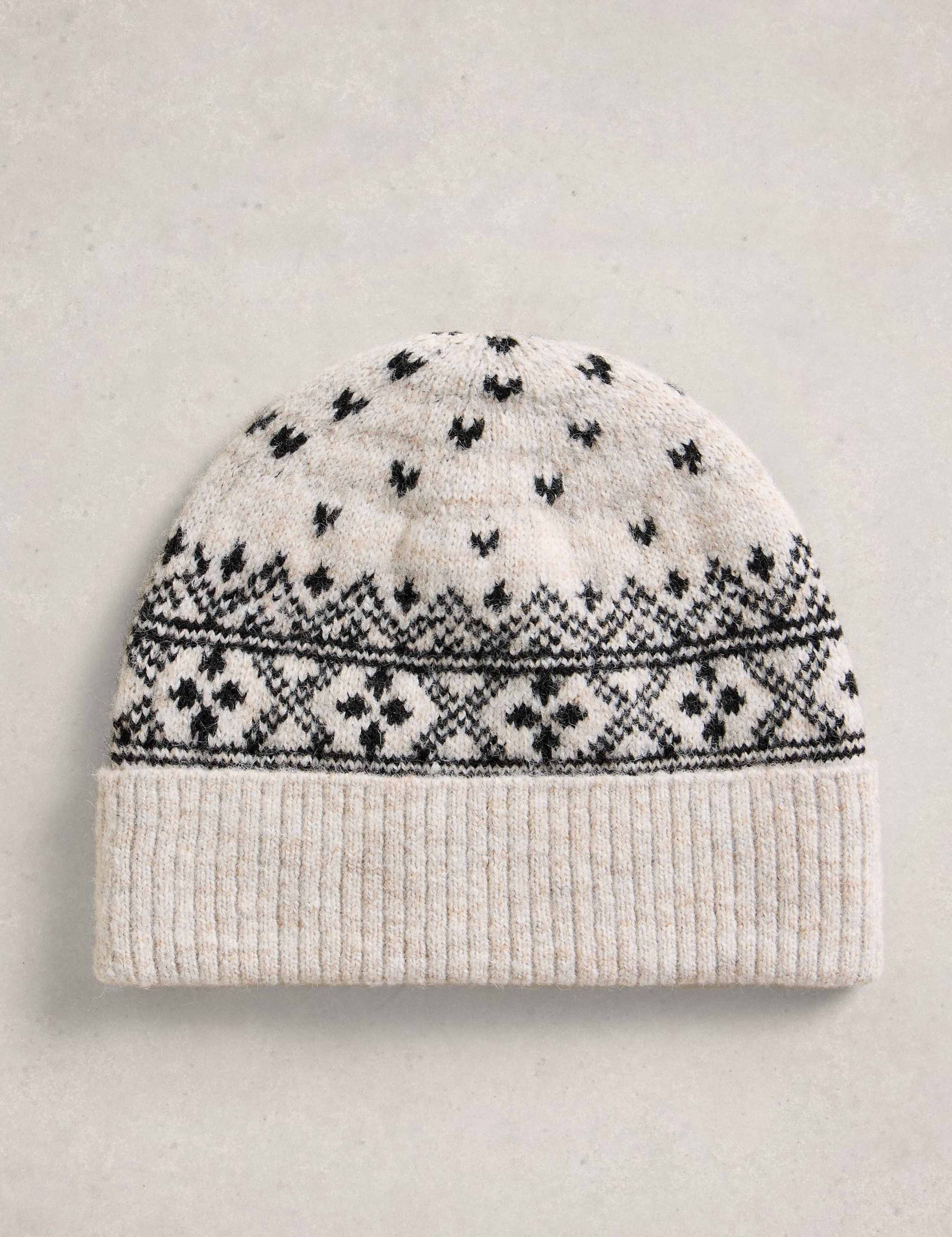Fair Isle Beanie Hat with Wool 2 of 2