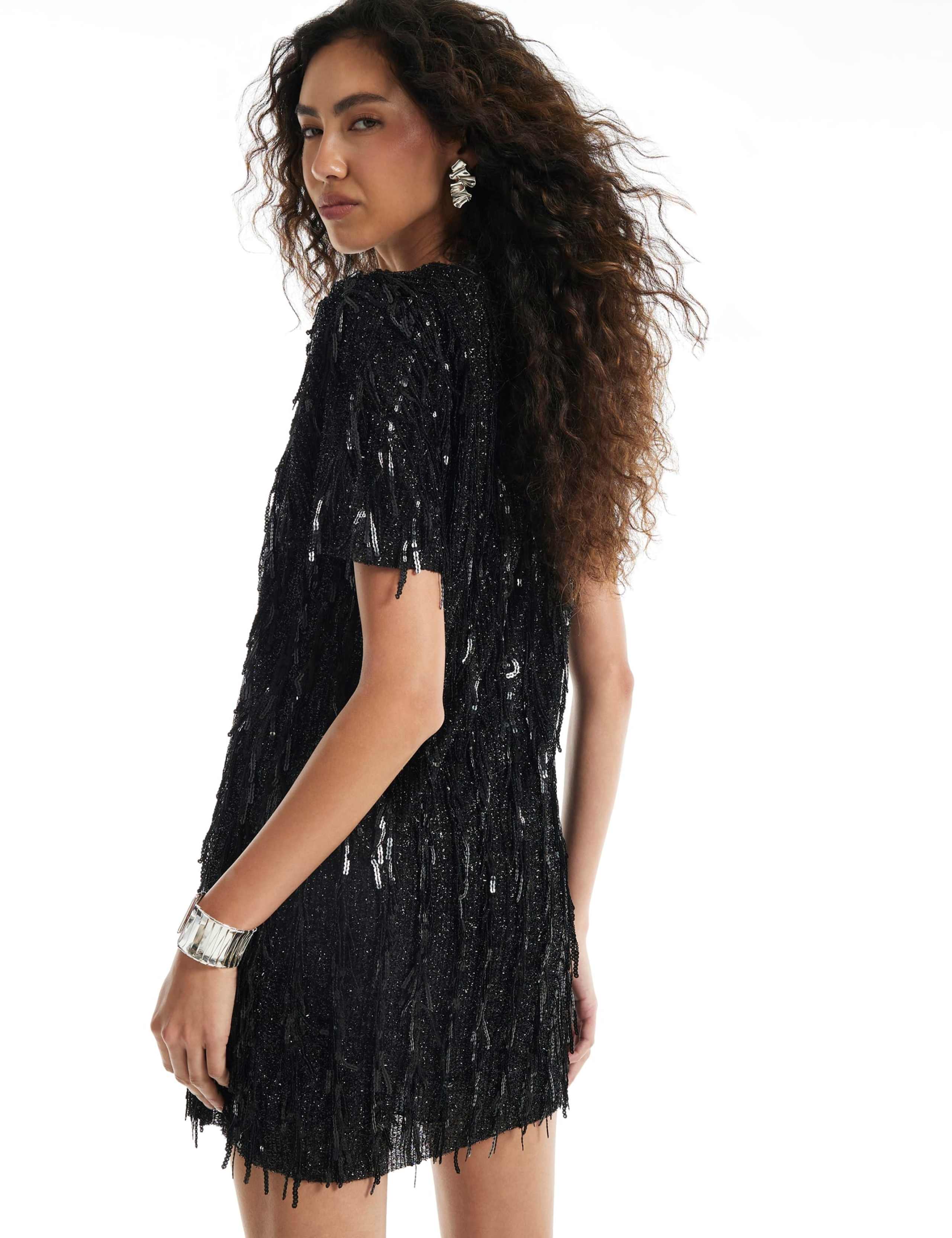 Sequin Round Neck Mini T-Shirt Dress 4 of 6