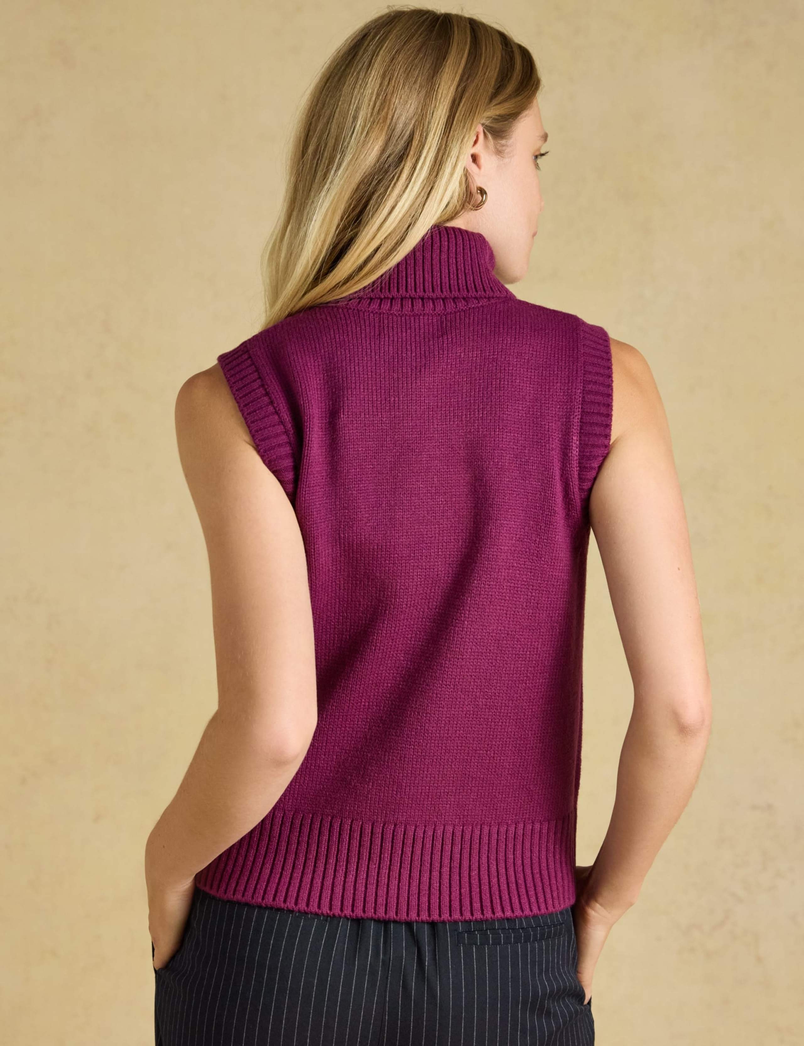 Roll Neck Fitted Knitted Vest with Wool 2 of 6