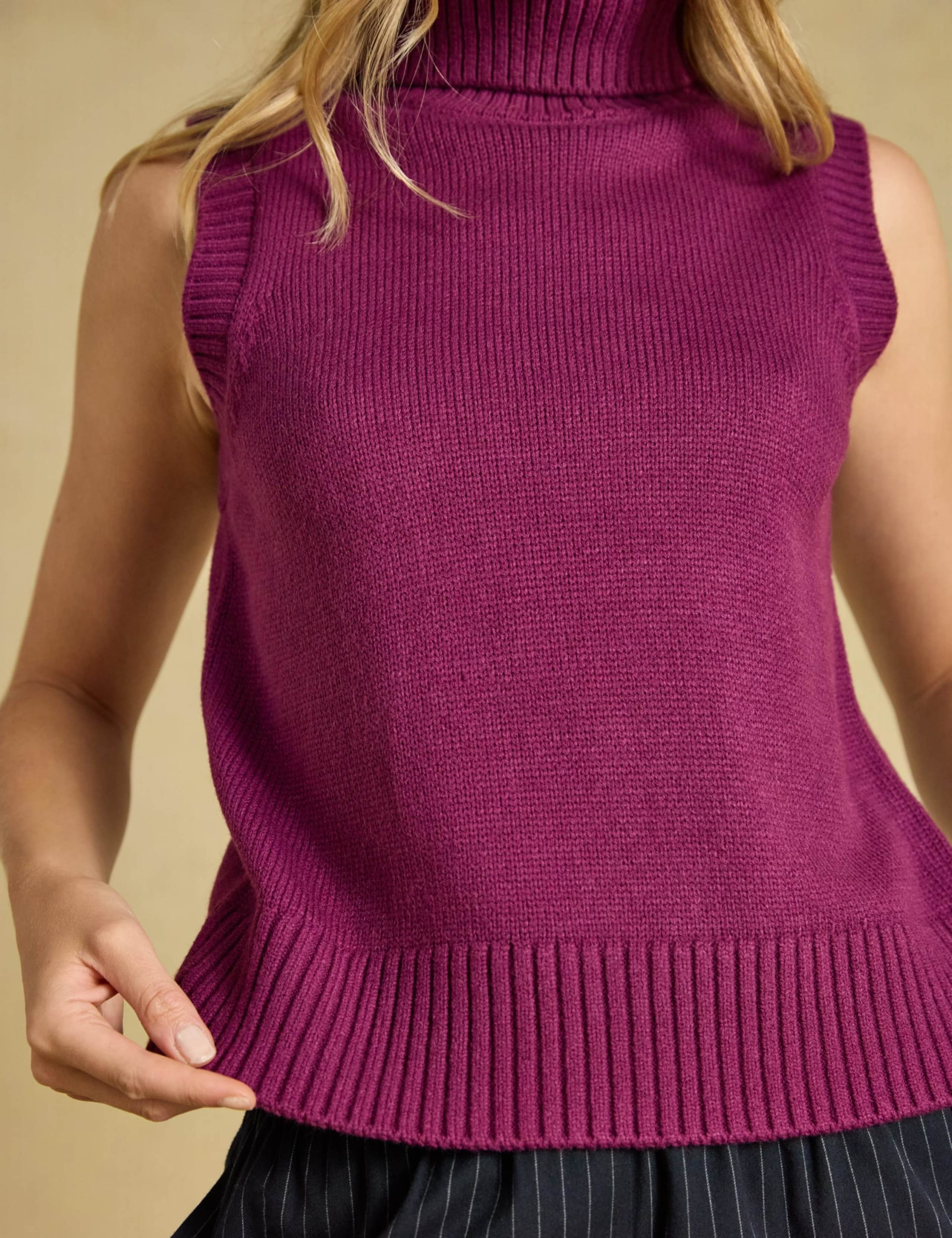 Roll Neck Fitted Knitted Vest with Wool 4 of 6