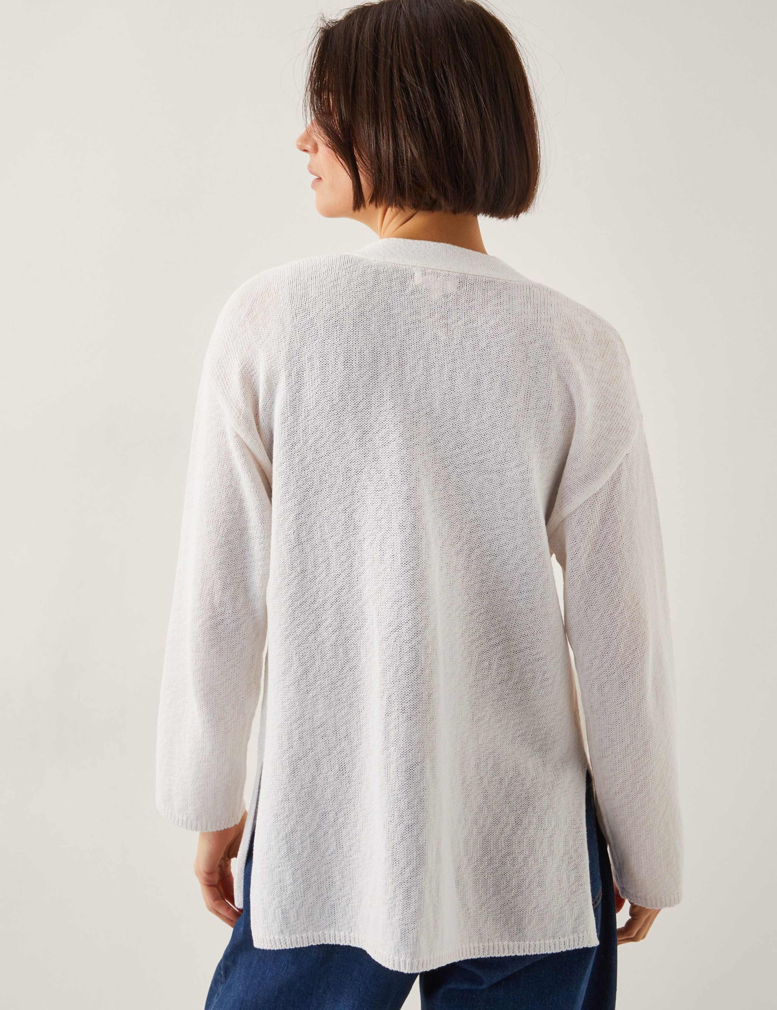 Cotton Rich Textured V-Neck Cardigan 3 of 5