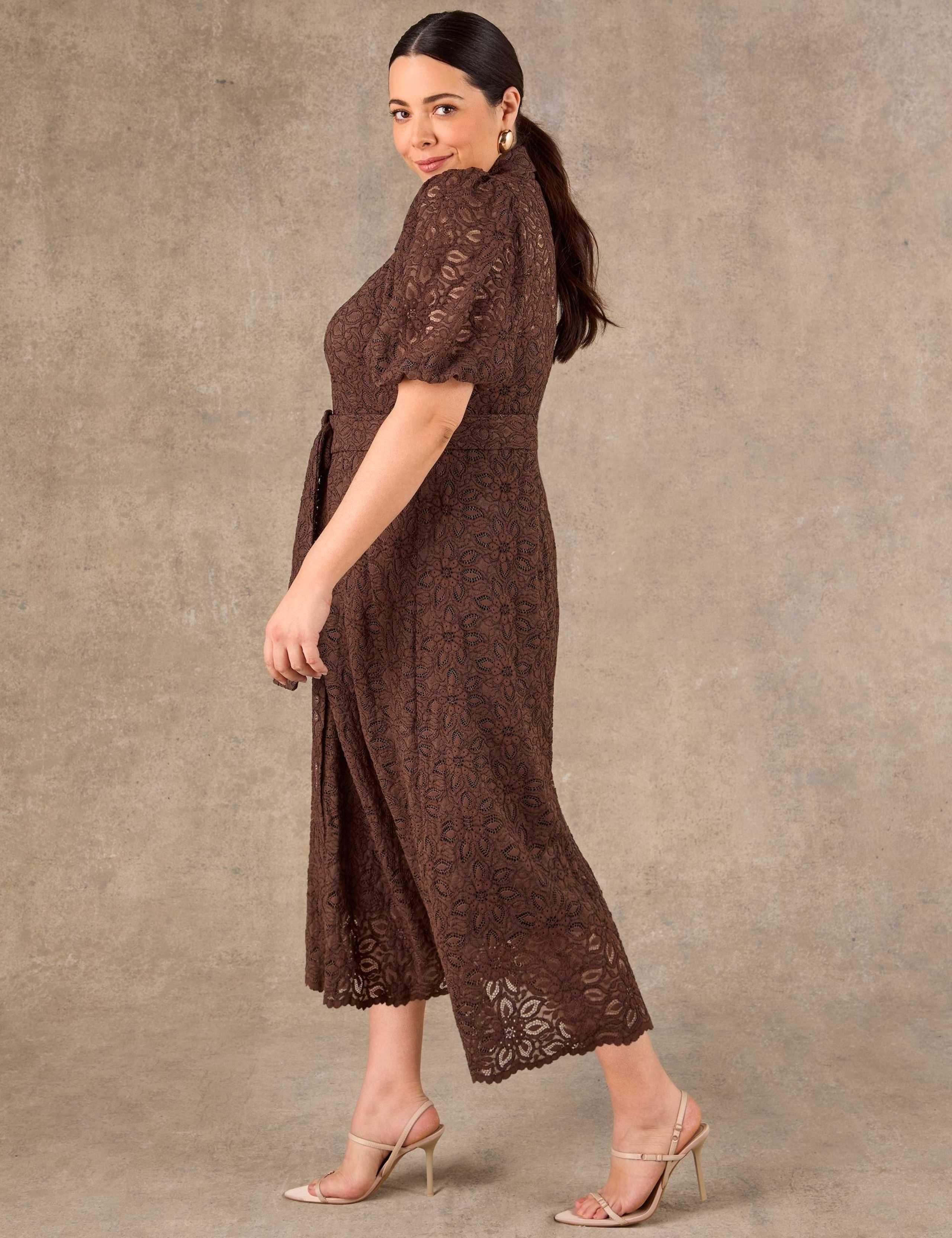 Cotton Blend Lace Midi Shirt Dress 5 of 7