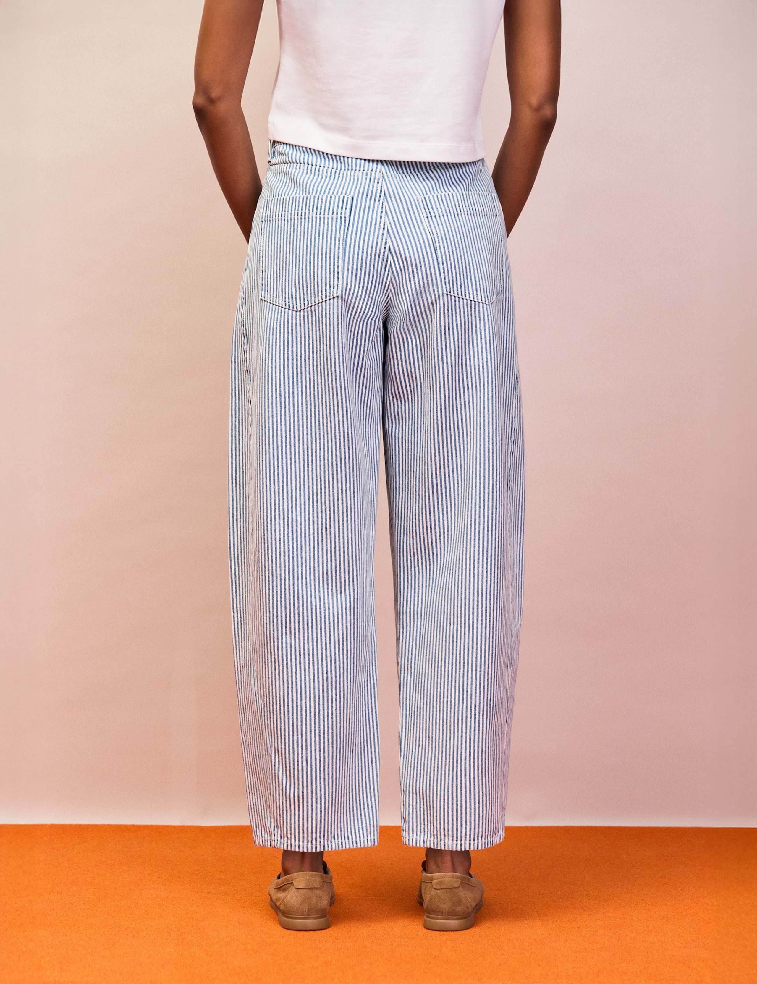 Mid Rise Striped Barrel Ankle Grazer Jeans 2 of 4