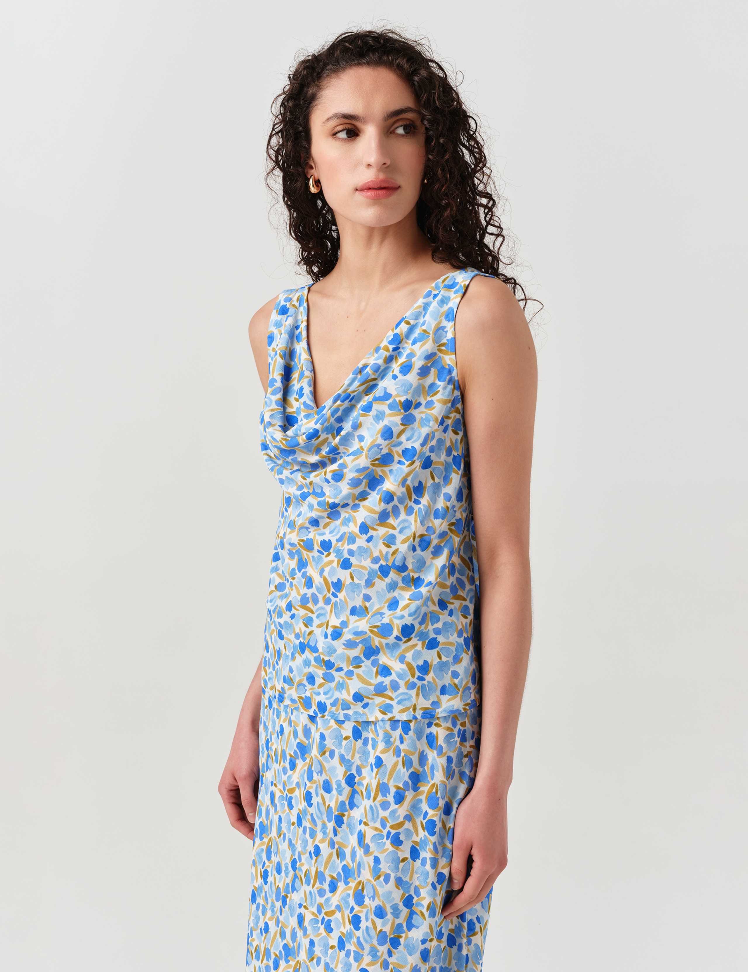 Floral Cowl Neck Vest Top 1 of 6