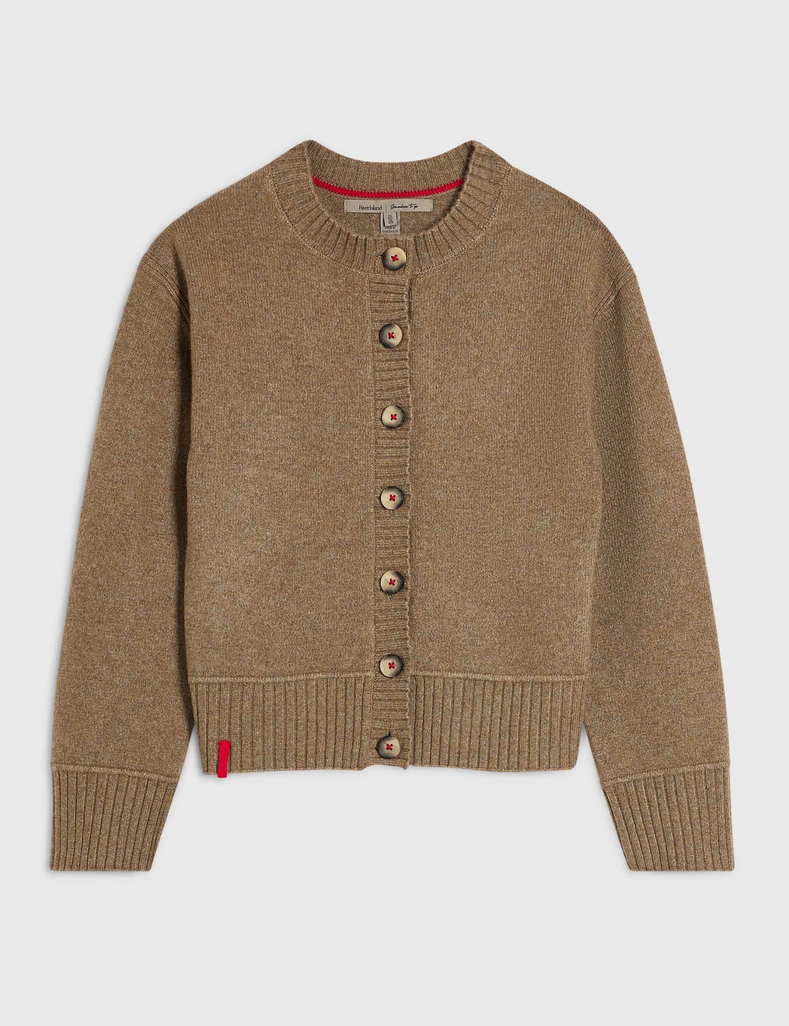 Crew Neck Button Front Relaxed Cardigan 6 of 6