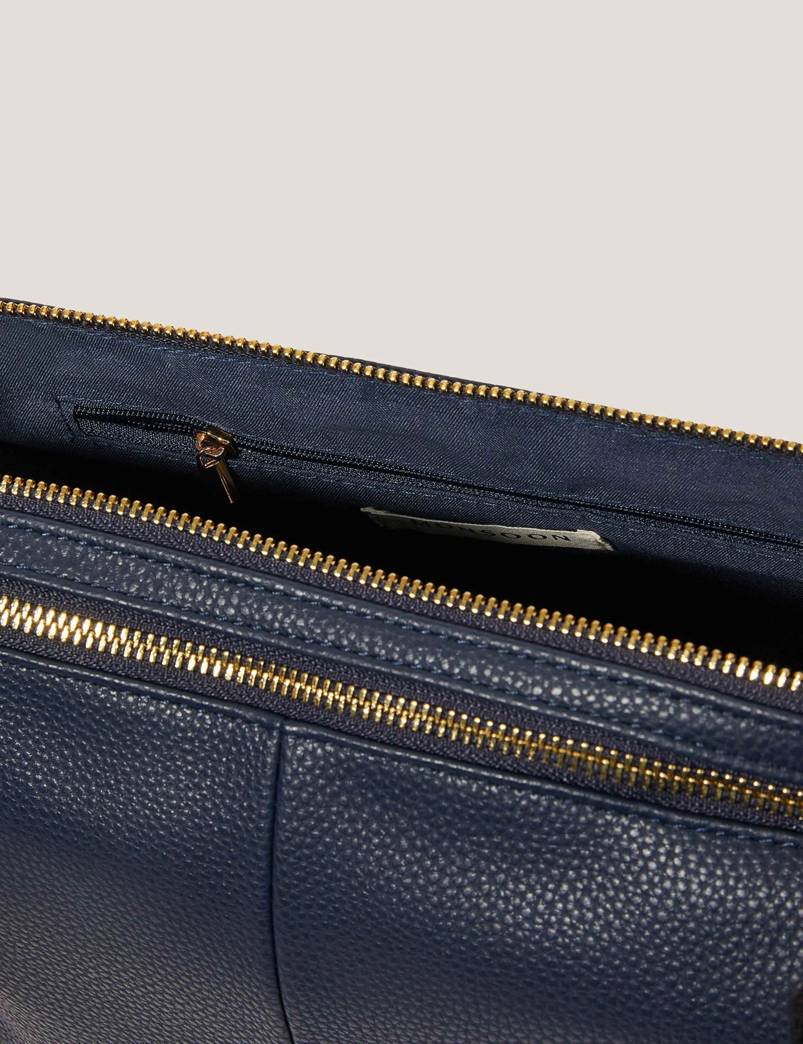 Double Zip Zig-Zag Strap Sling Cross Body Bag 2 of 4