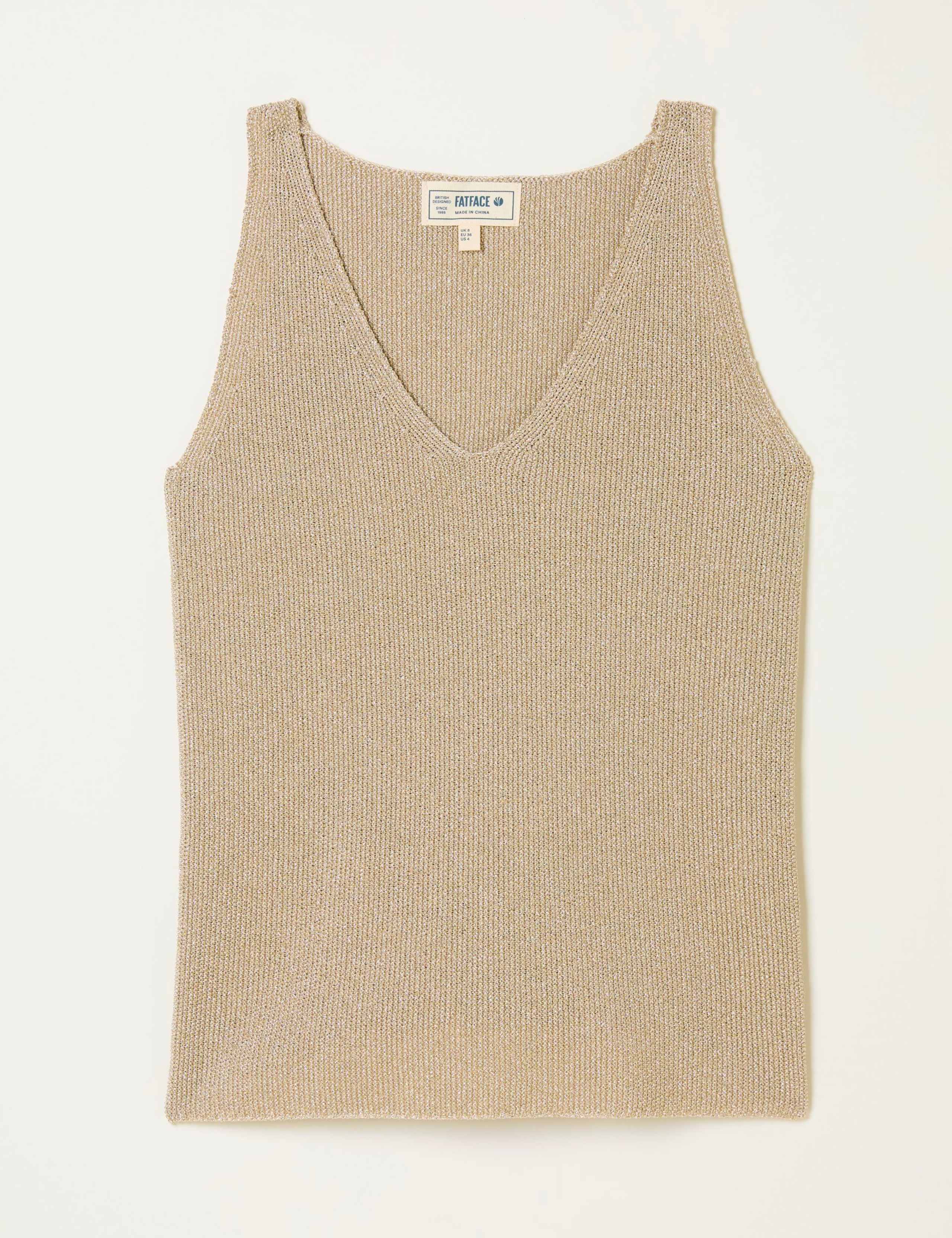 Sparkly V-Neck Textured Knitted Vest 2 of 5