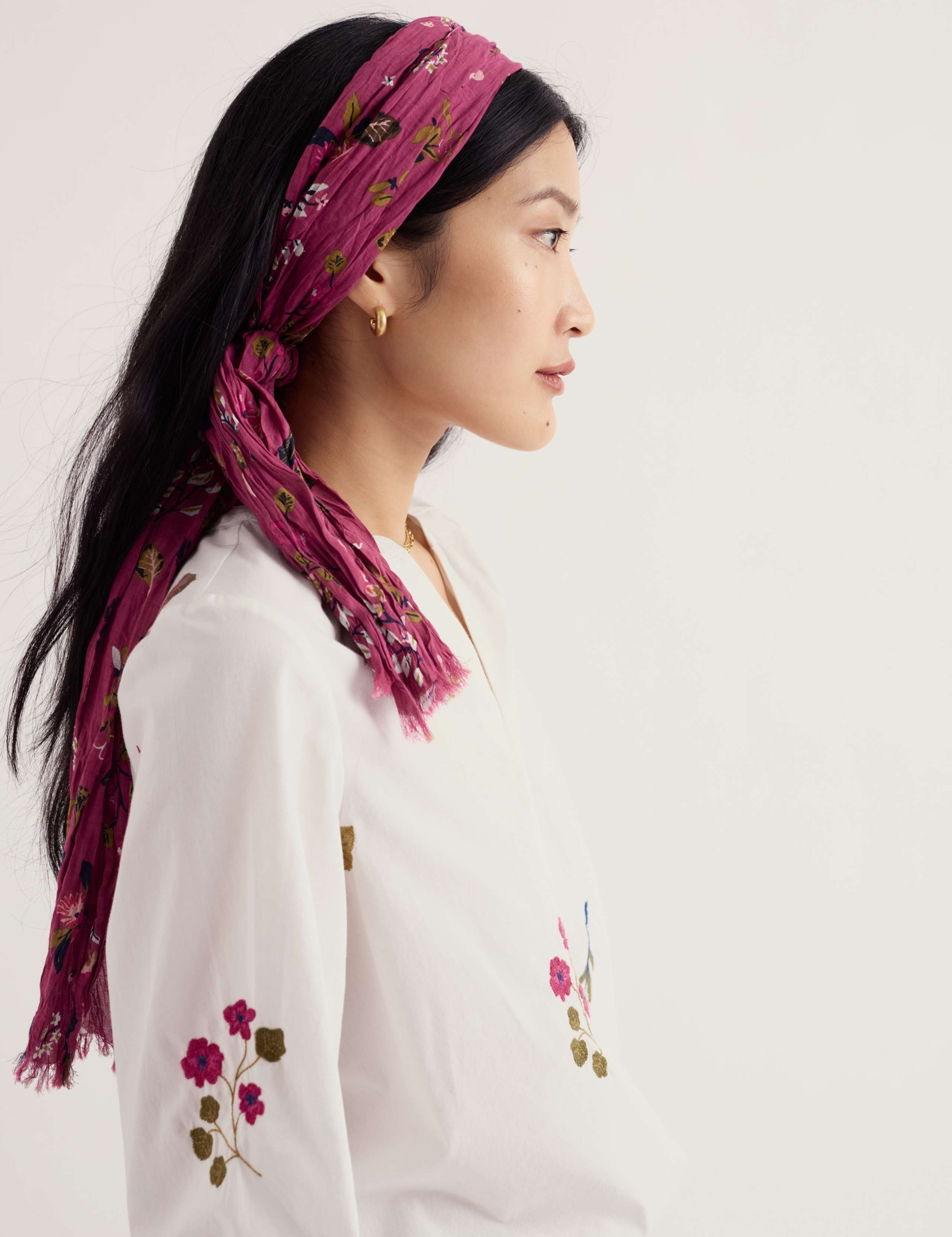 Pure Cotton Floral Scarf 4 of 4