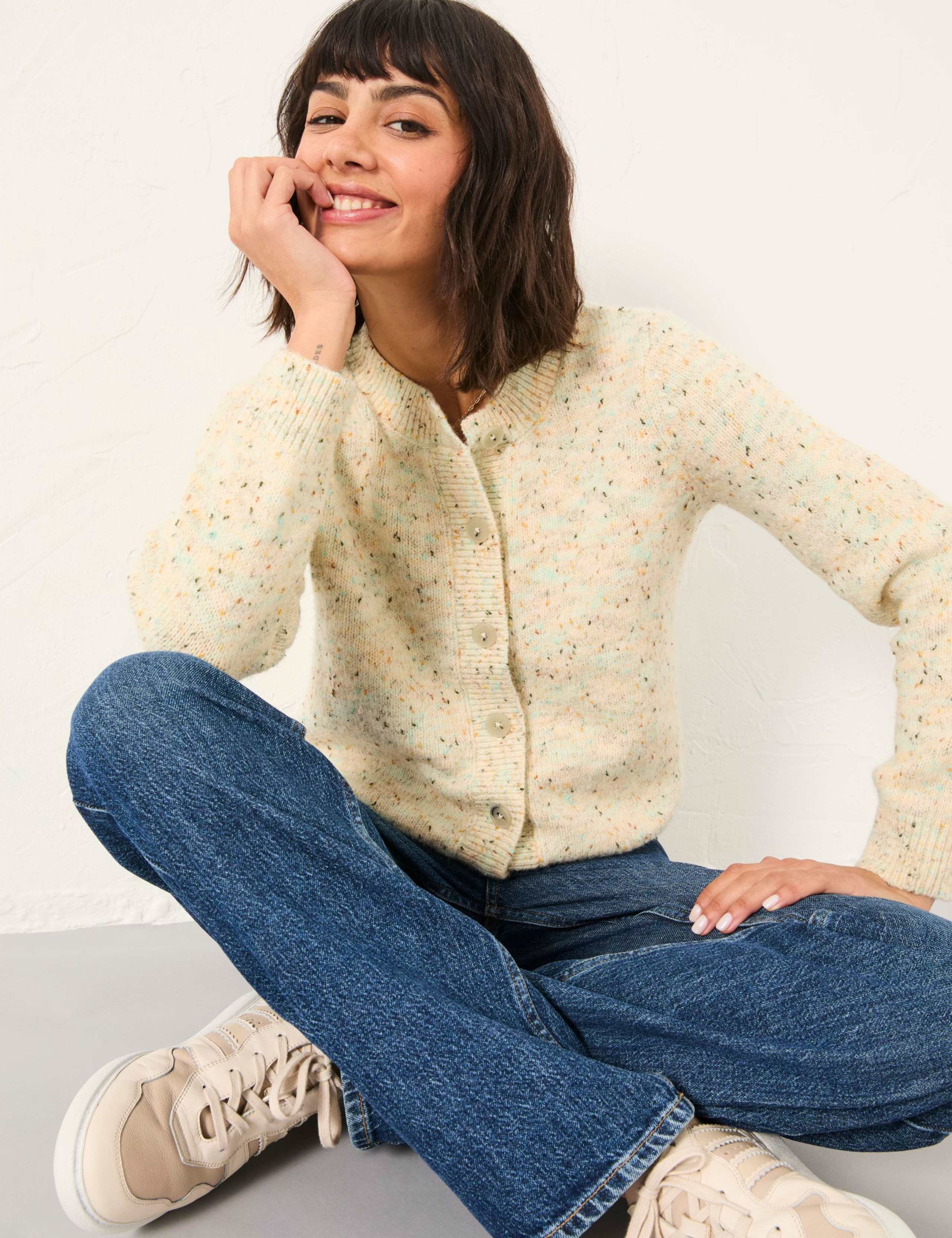 Textured Crew Neck Cardigan 3 of 5