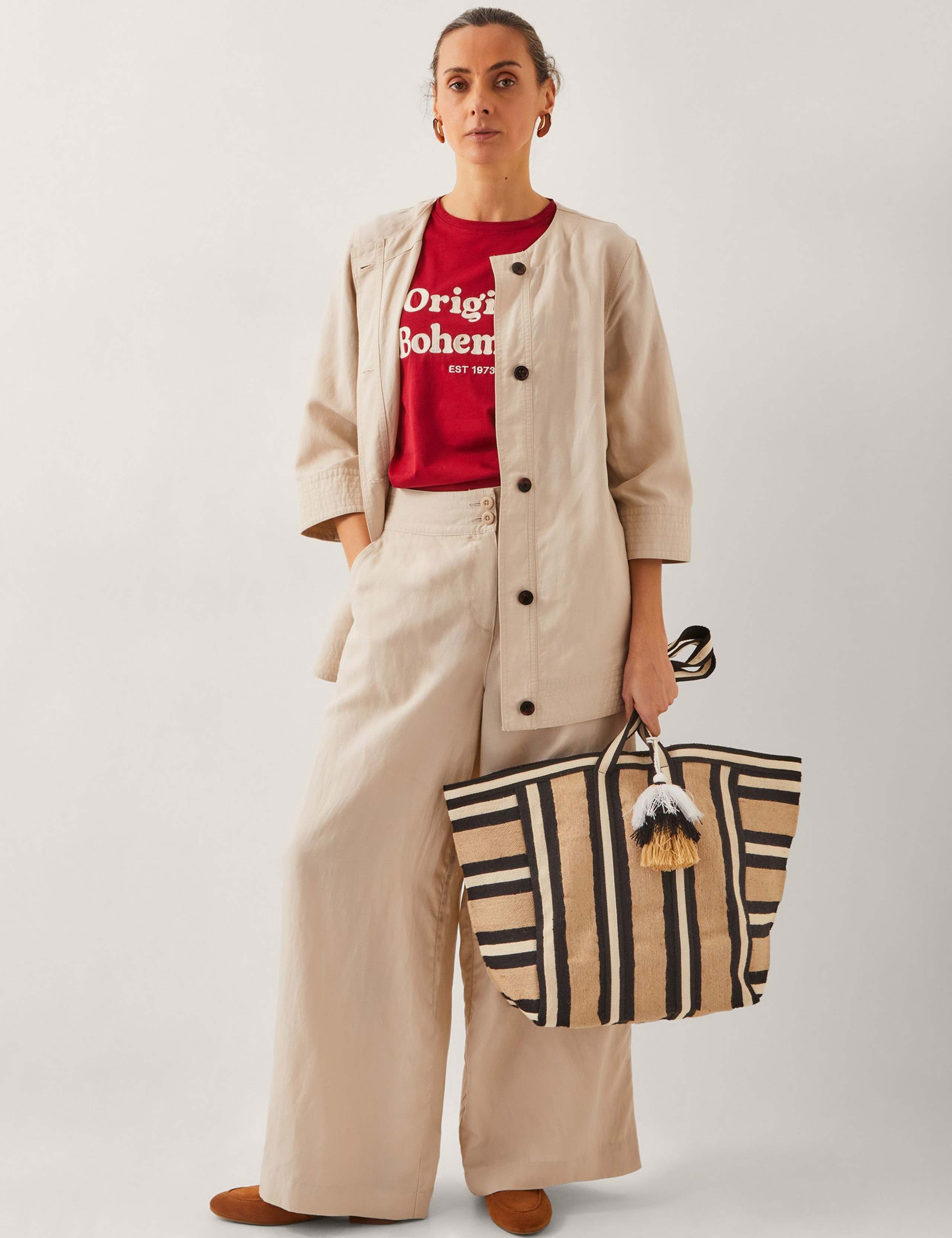 Lyocell Rich Wide Leg Trousers with Linen 2 of 4