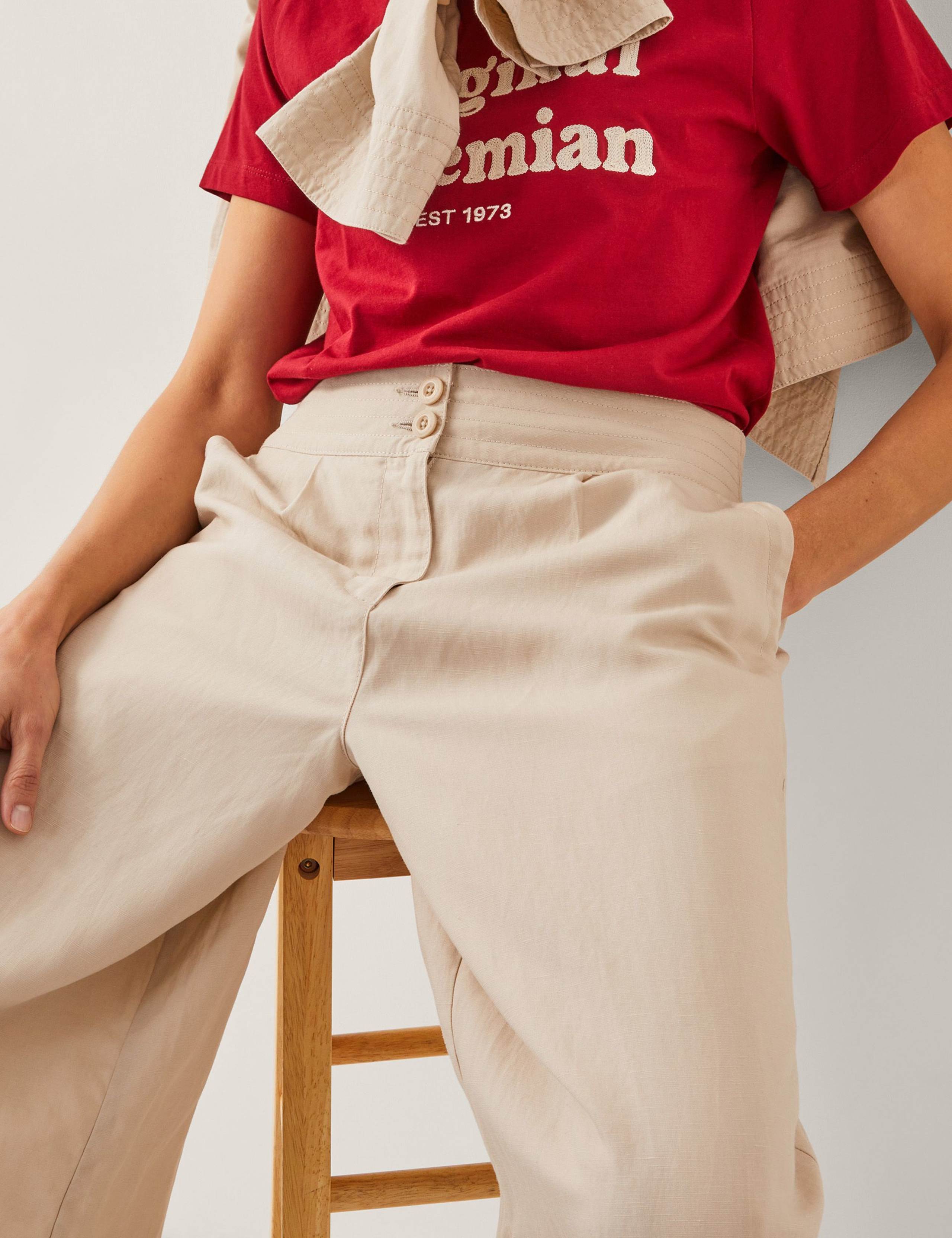 Lyocell Rich Wide Leg Trousers with Linen 3 of 4