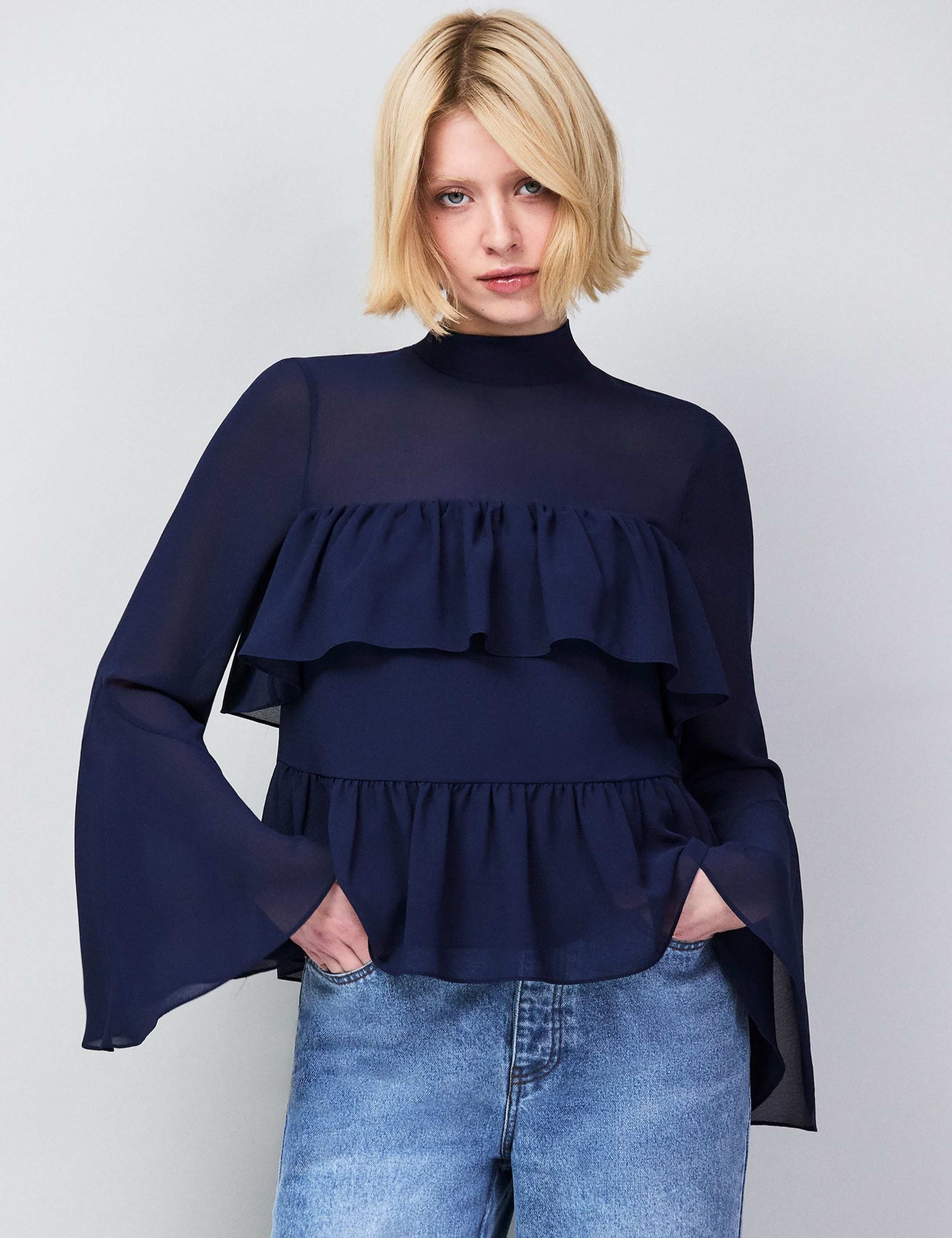 High Neck Frill Detail Blouse 1 of 5