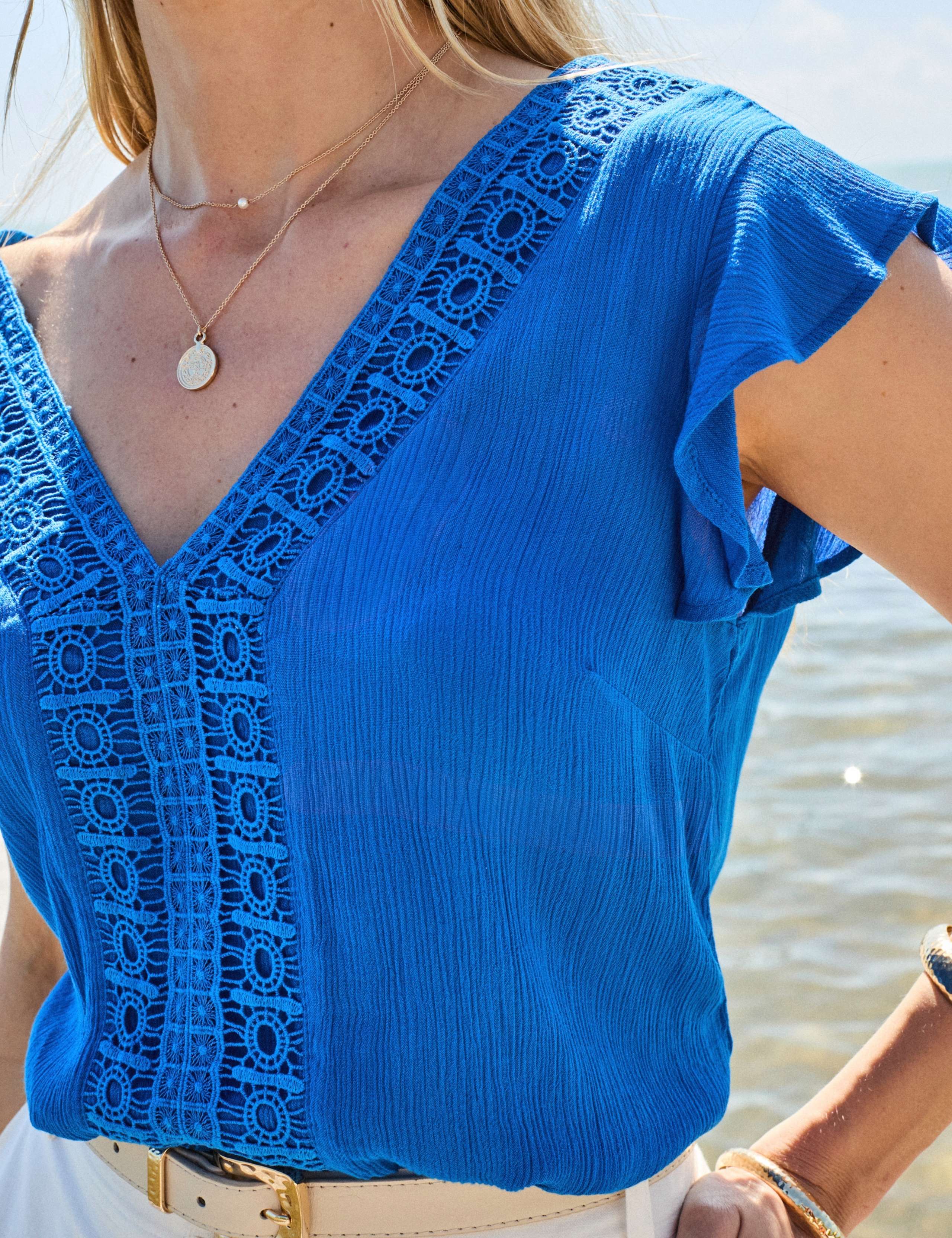 Crinkle Lace Detail Ruffle Sleeve Top 6 of 7