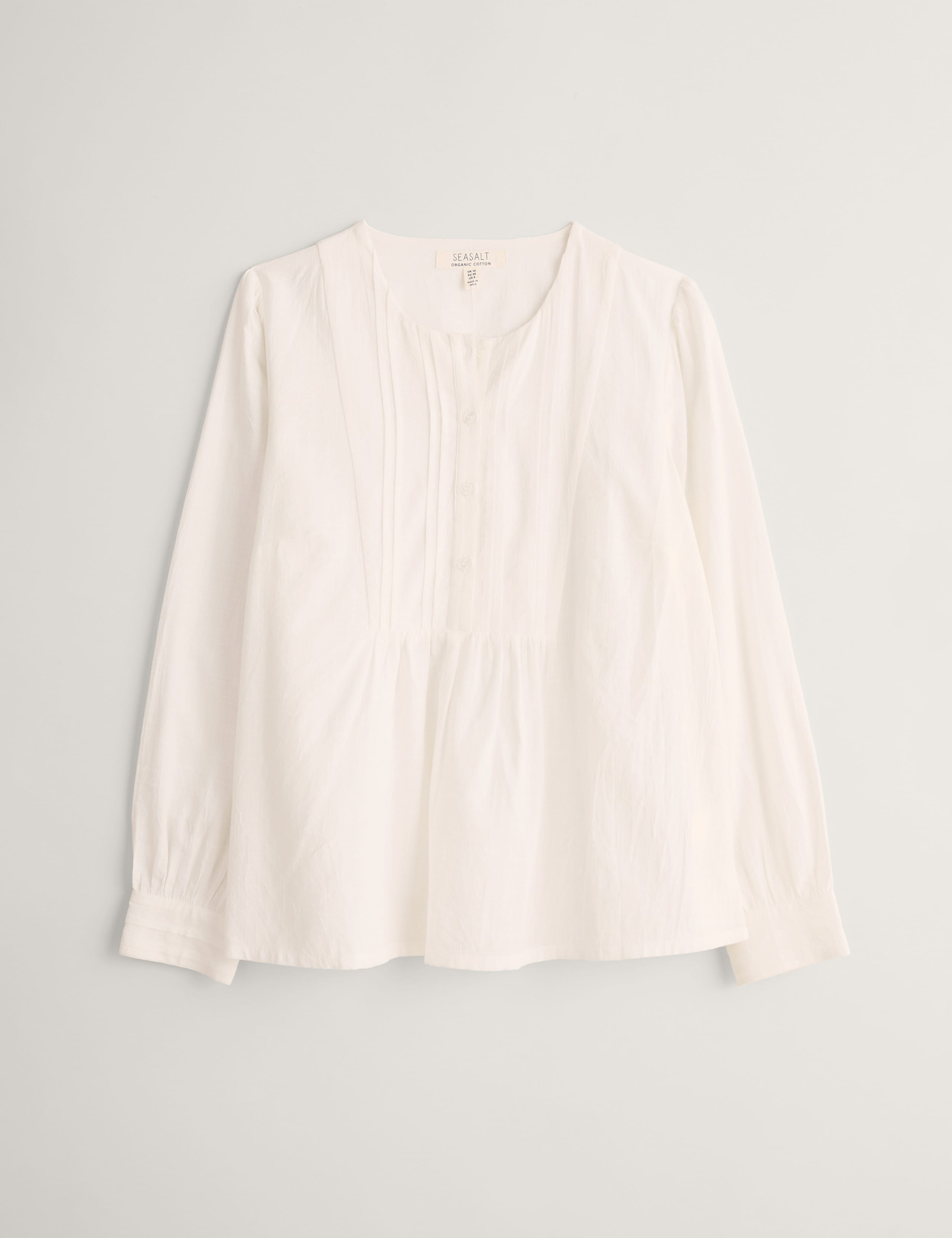 Cotton Rich Crew Neck Pintuck Bib Front Top 2 of 4