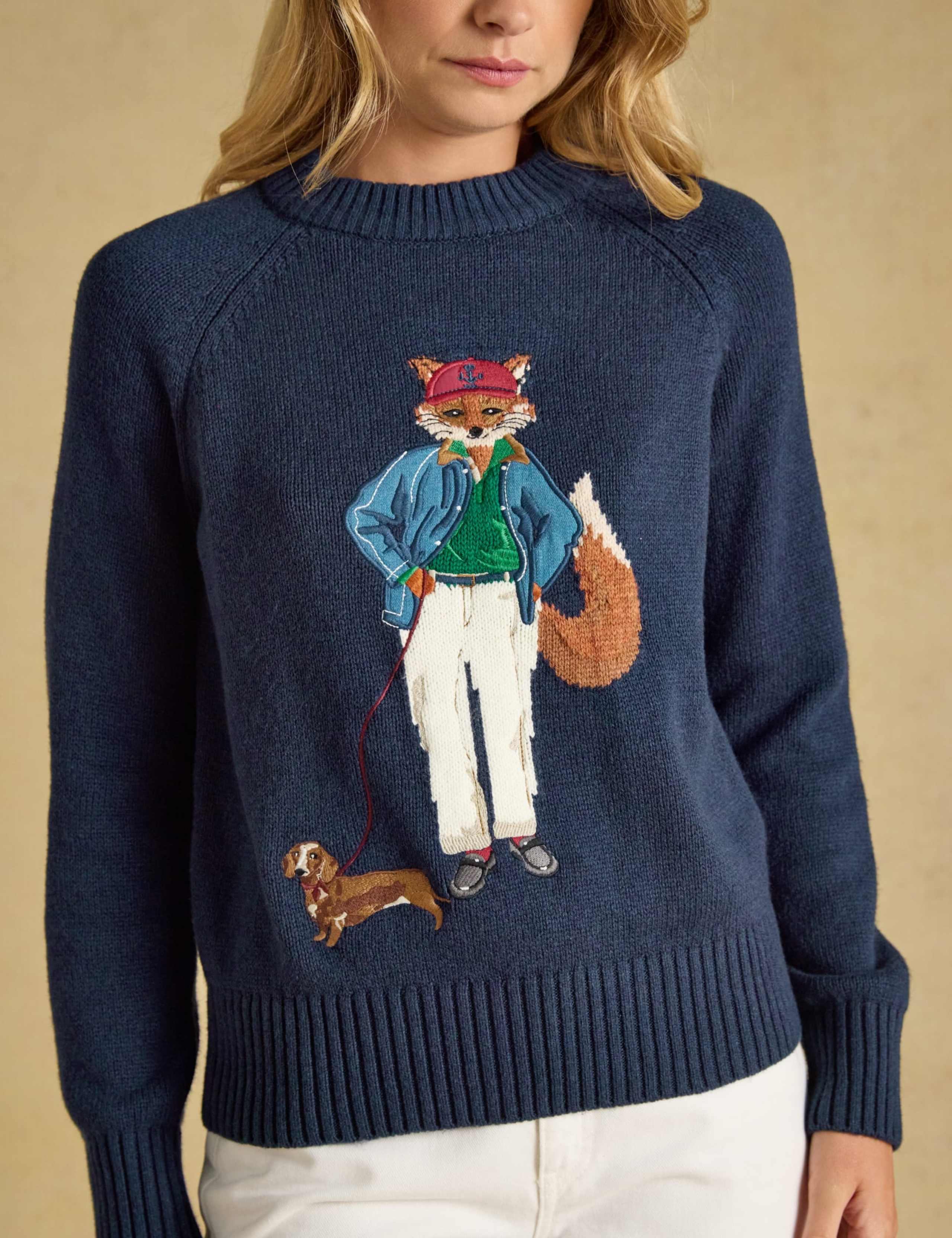 Cotton Rich Intarsia Fox Jumper with Wool 5 of 8