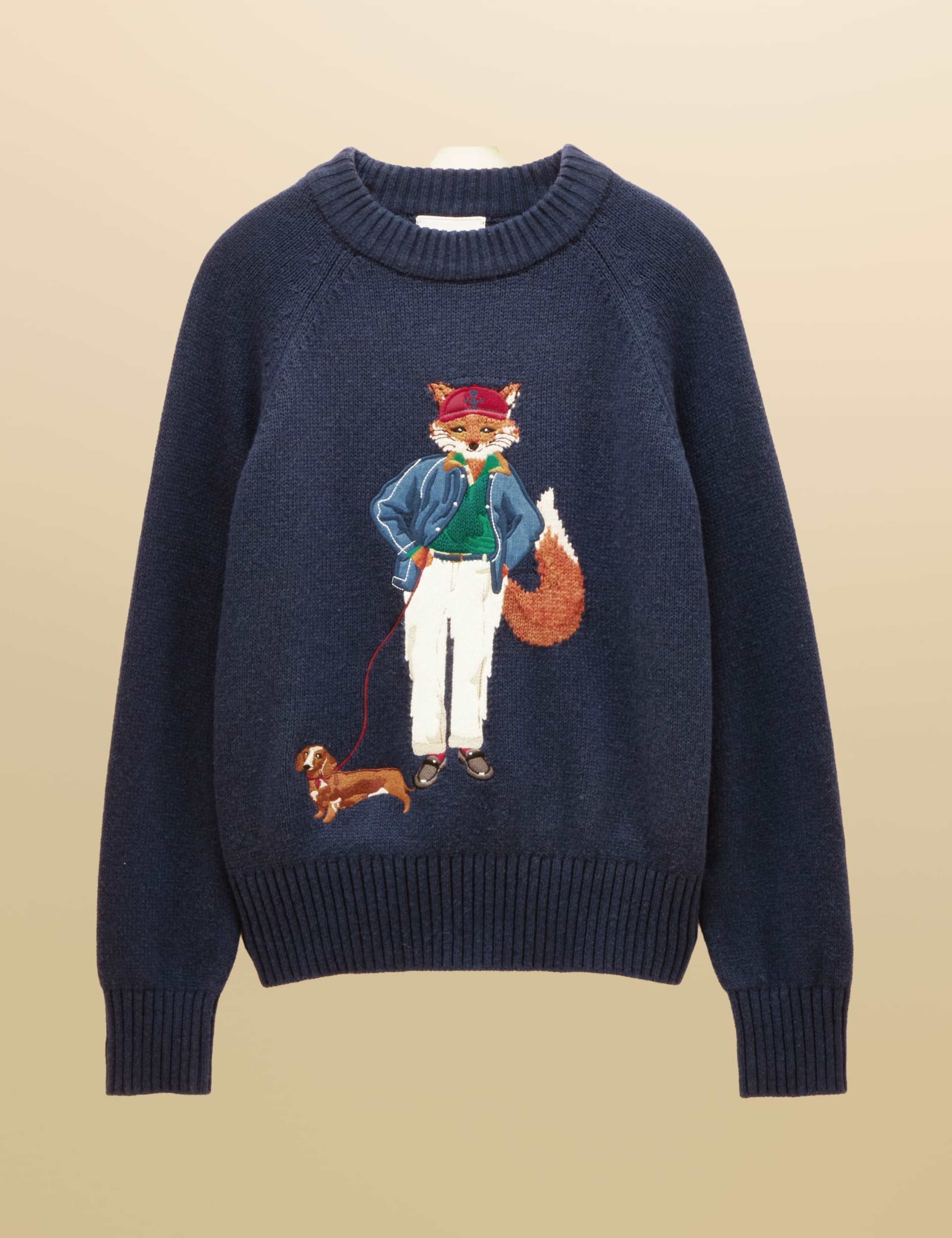 Cotton Rich Intarsia Fox Jumper with Wool 7 of 8