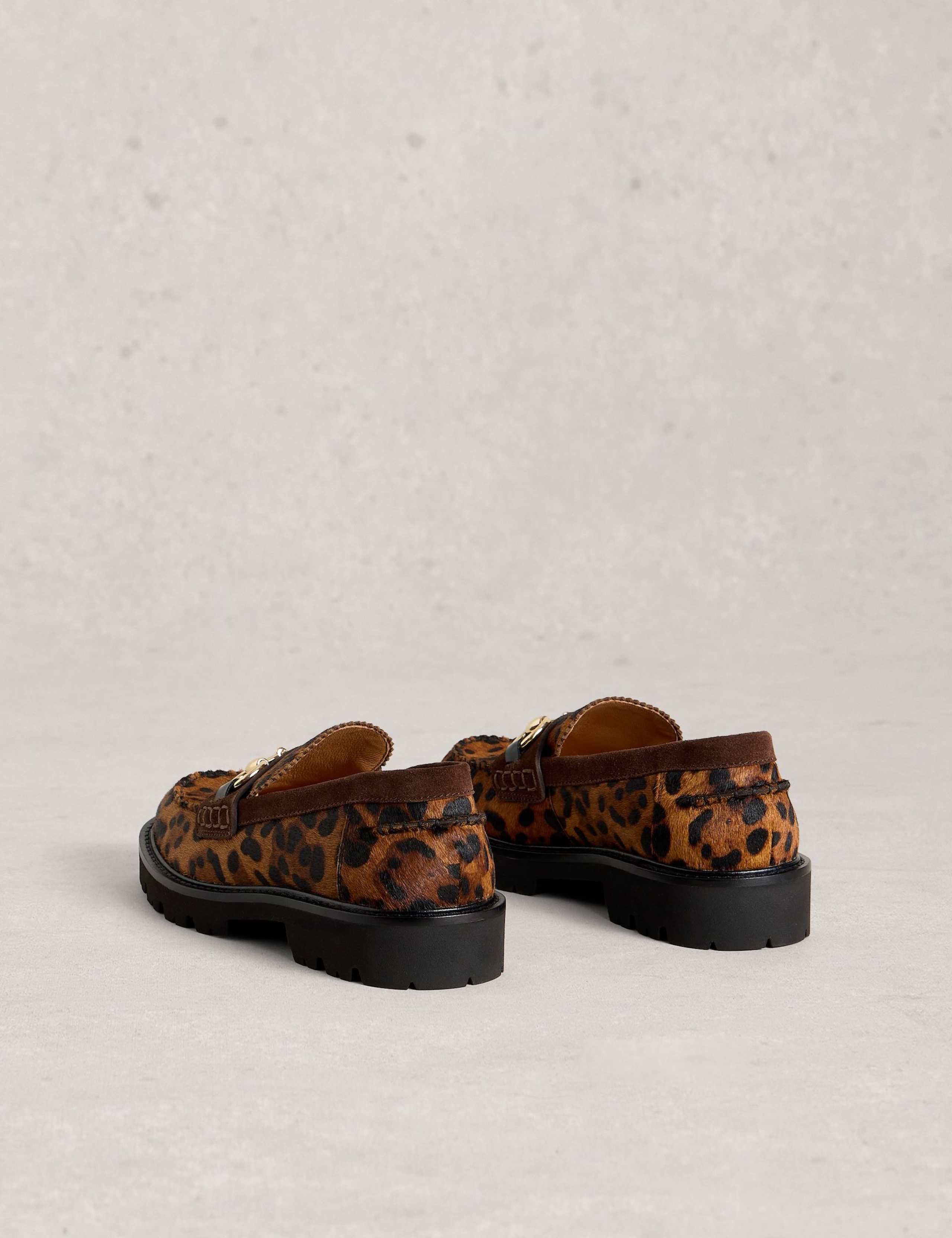 Leather Leopard Print Chunky Loafers 2 of 4