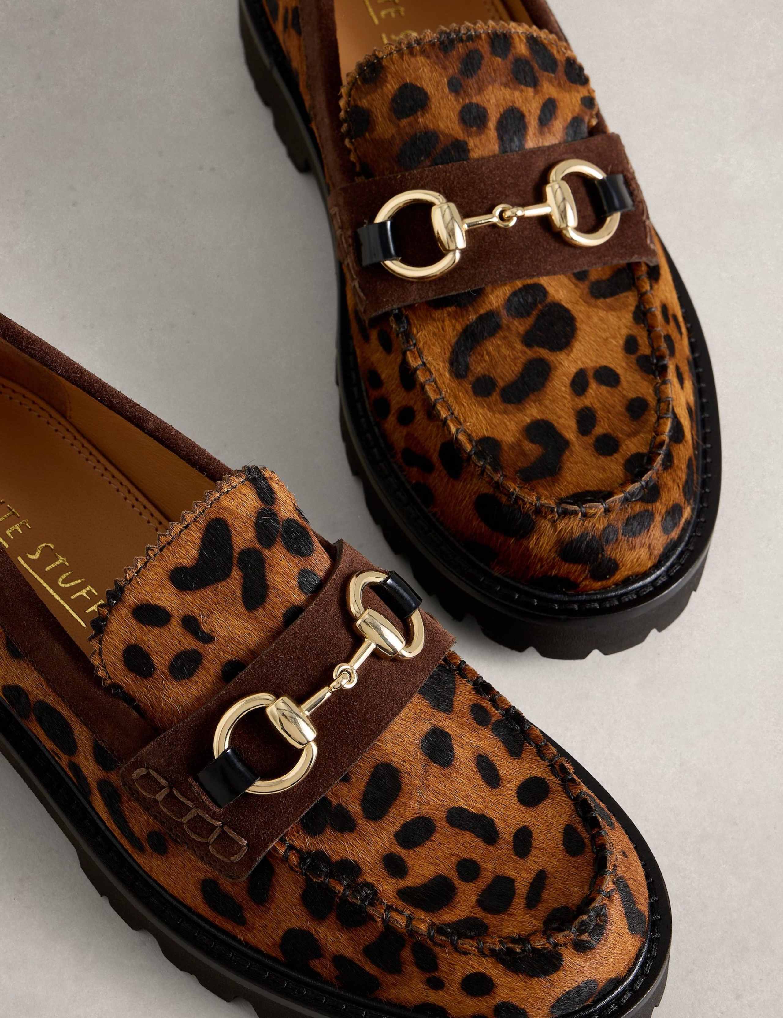Leather Leopard Print Chunky Loafers 3 of 4