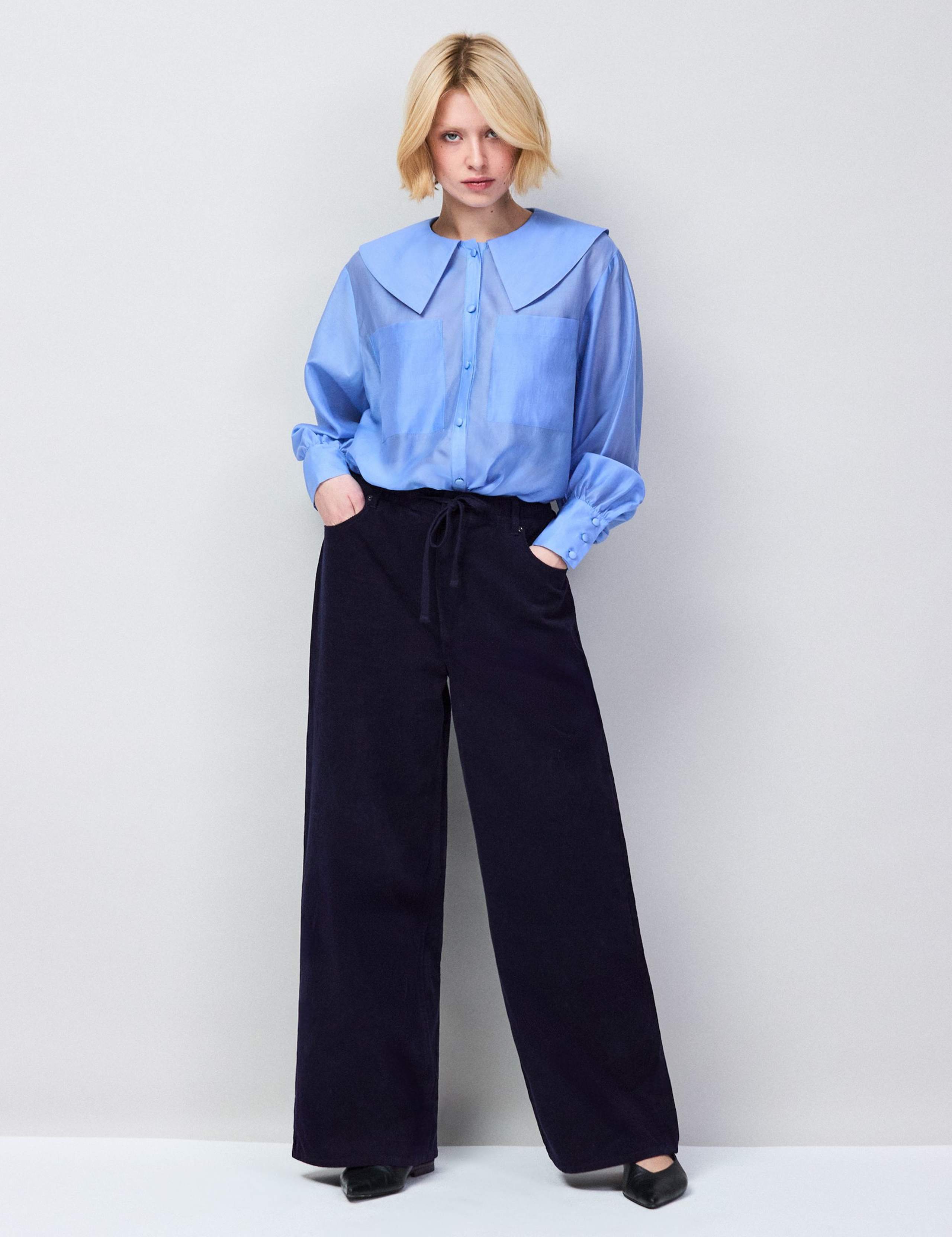 Sheer Peter Pan Collar Pocket Blouse 2 of 6