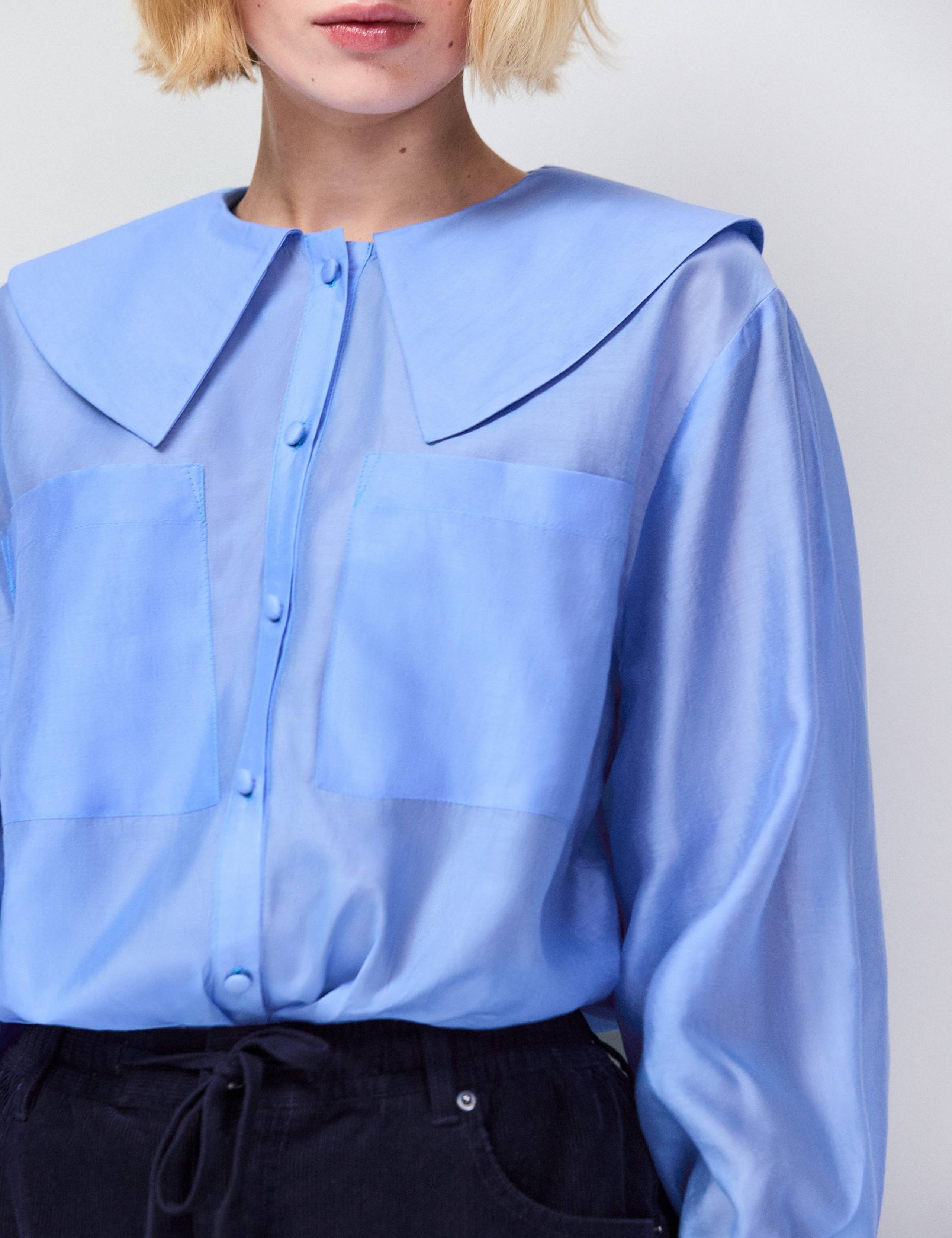 Sheer Peter Pan Collar Pocket Blouse 6 of 6