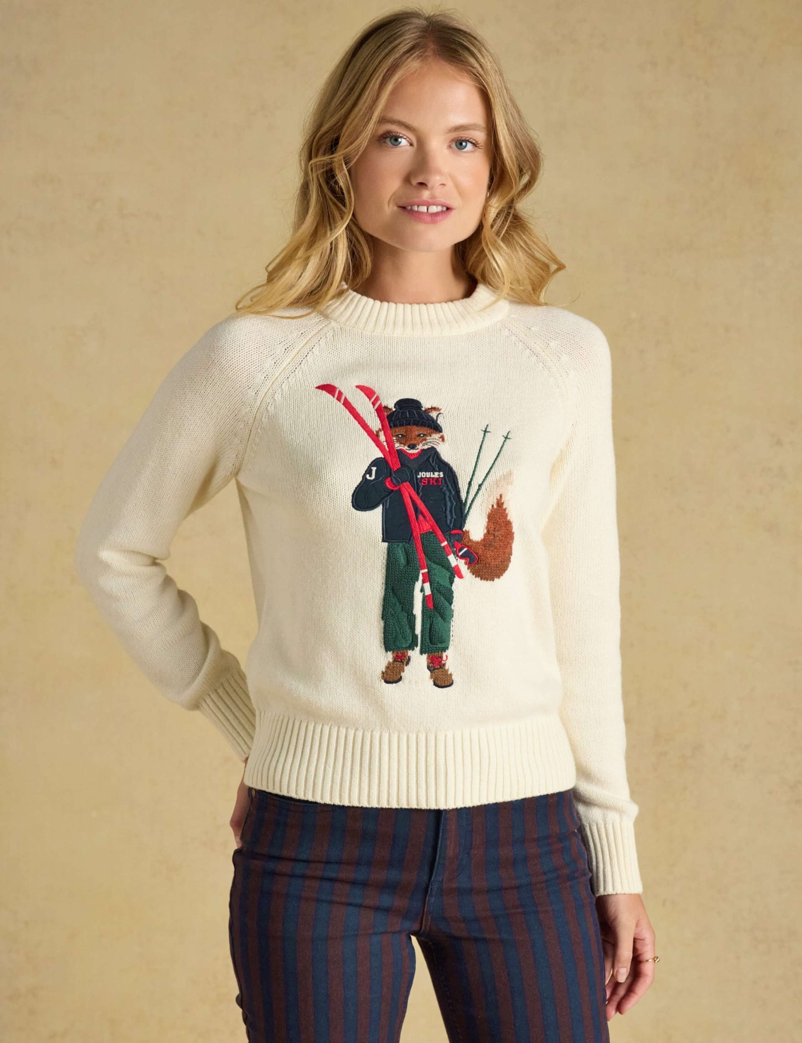 Cotton Rich Embroidered Jumper with Wool 1 of 7