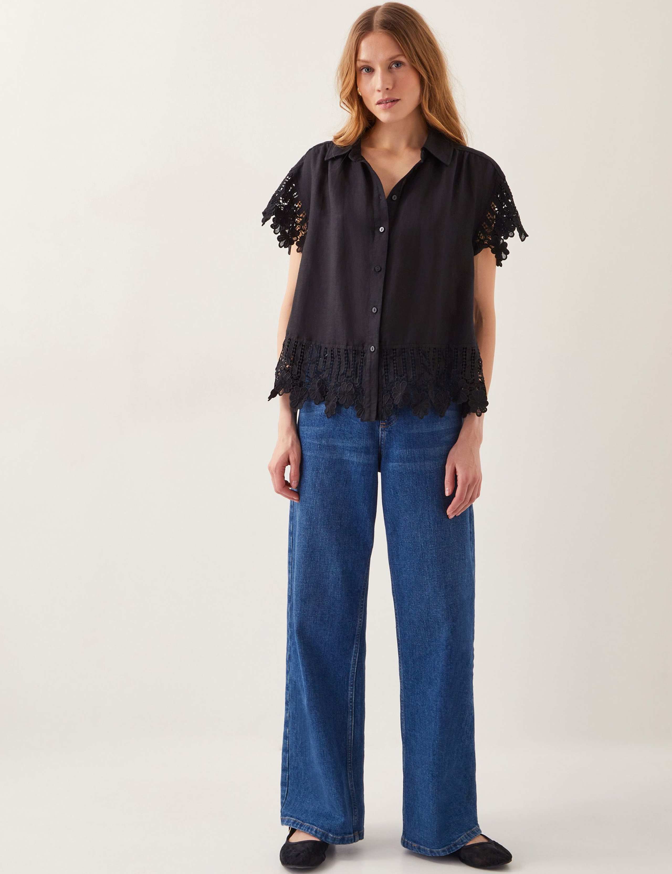 Linen Blend Embroidered Broderie Shirt 4 of 5