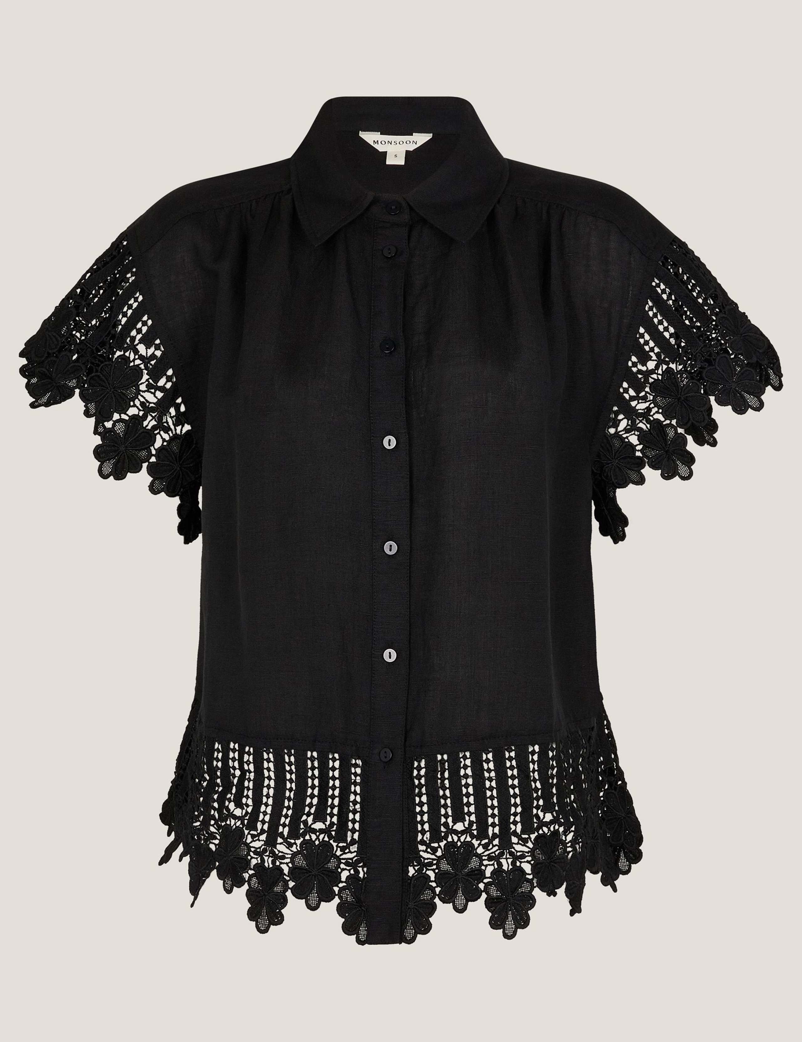 Linen Blend Embroidered Broderie Shirt 2 of 5