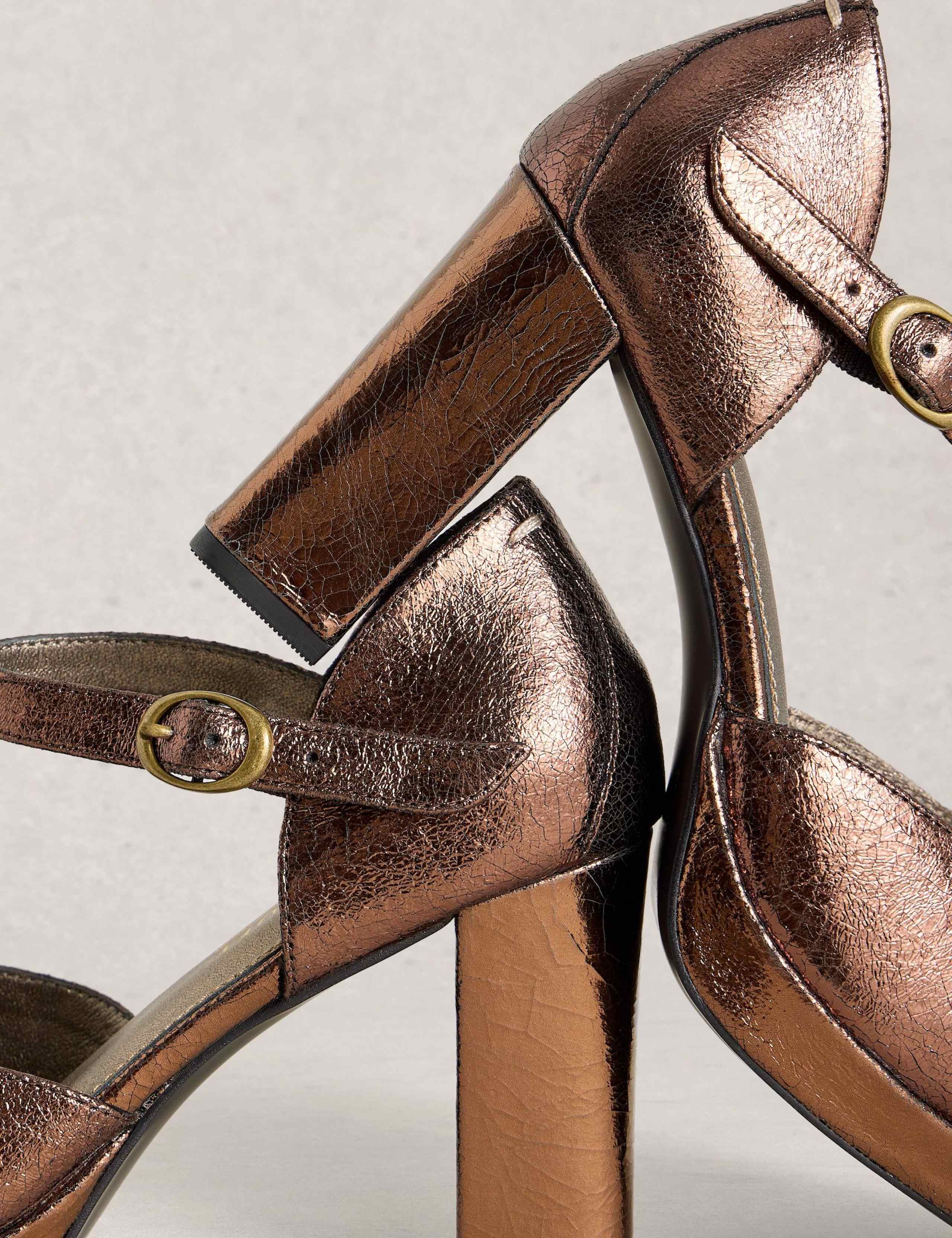 Leather Metallic Ankle Strap Platform Shoes 2 of 4