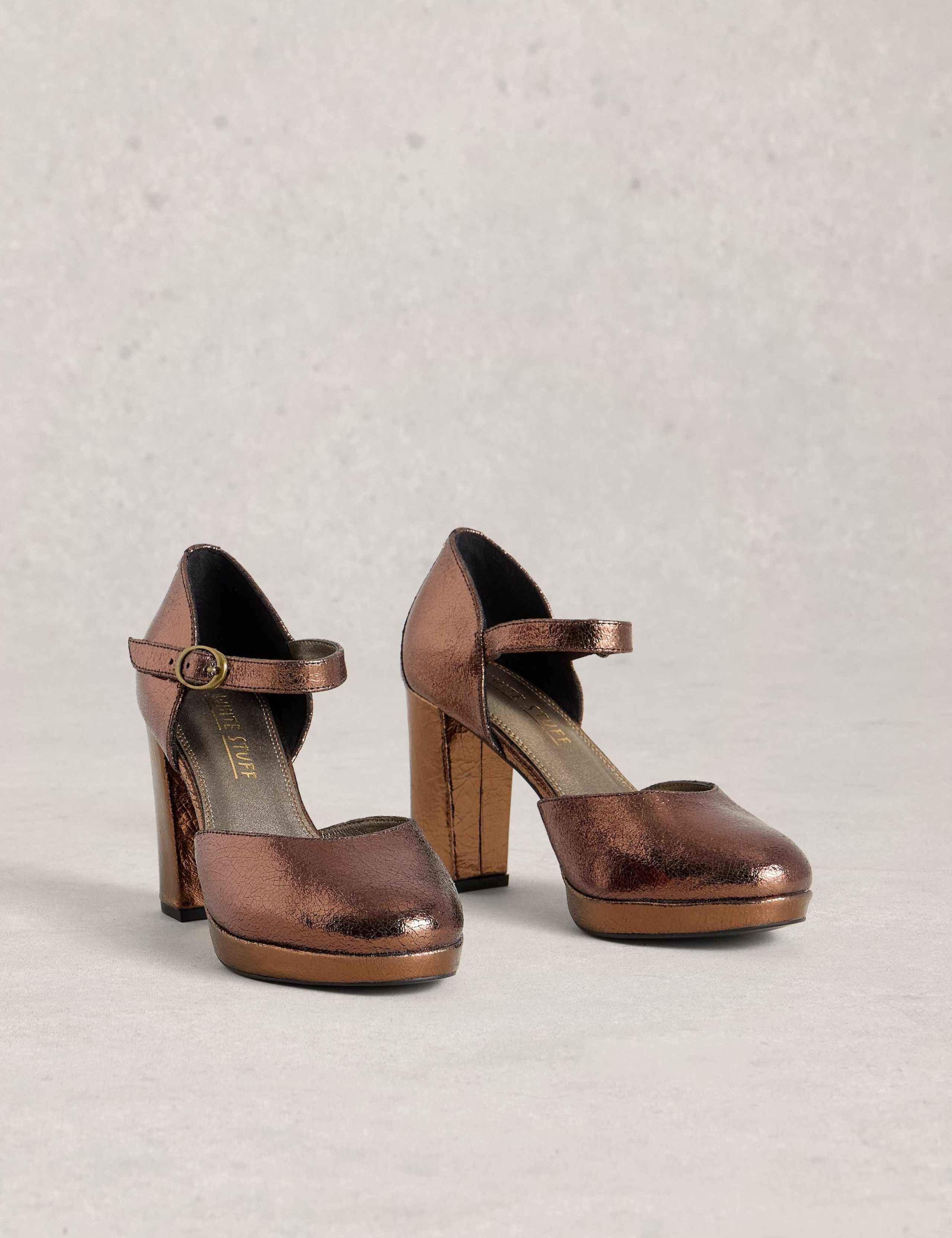 Leather Metallic Ankle Strap Platform Shoes 3 of 4