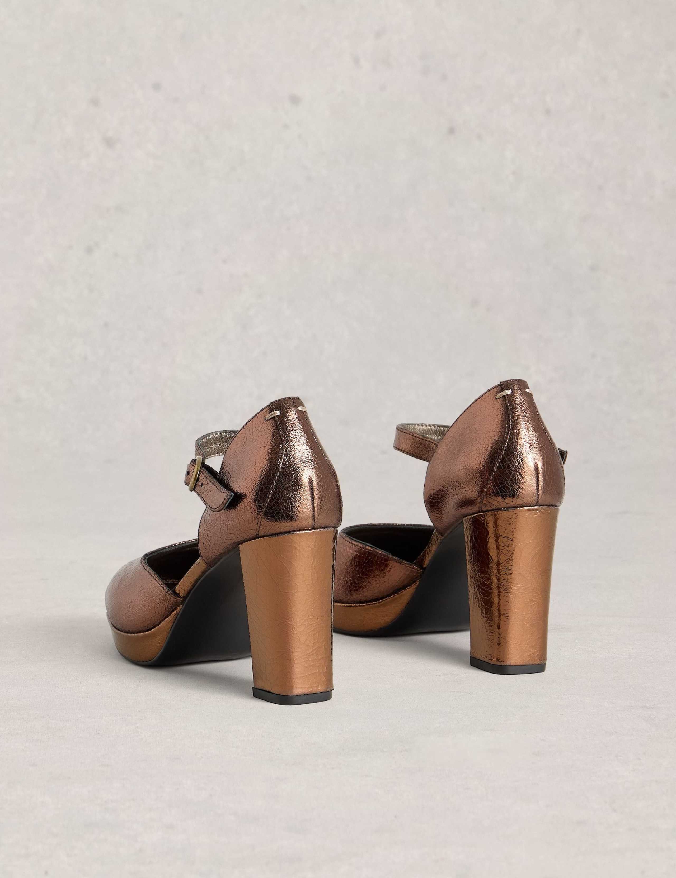 Leather Metallic Ankle Strap Platform Shoes 4 of 4