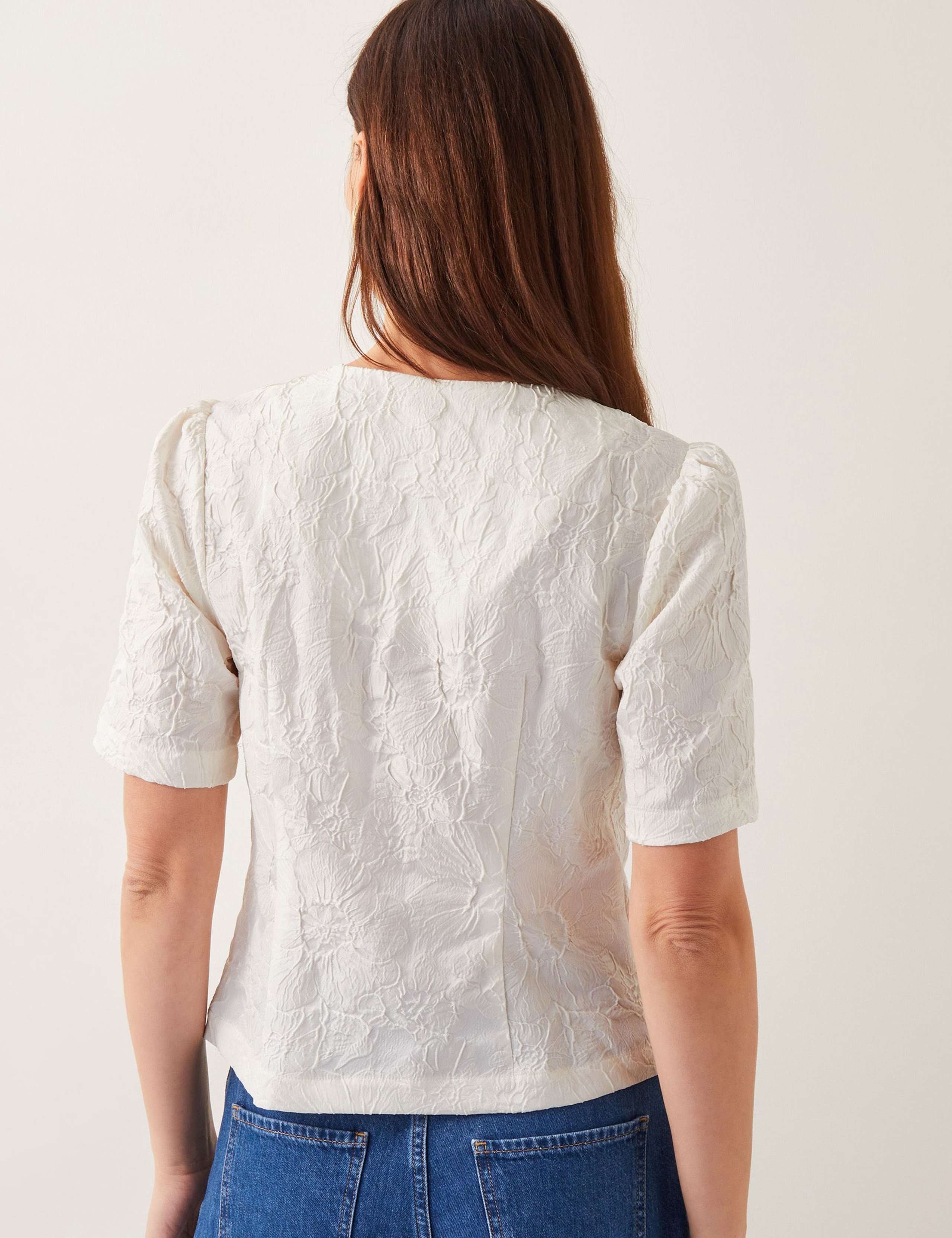 Jacquard Notch Neck Blouse 4 of 4
