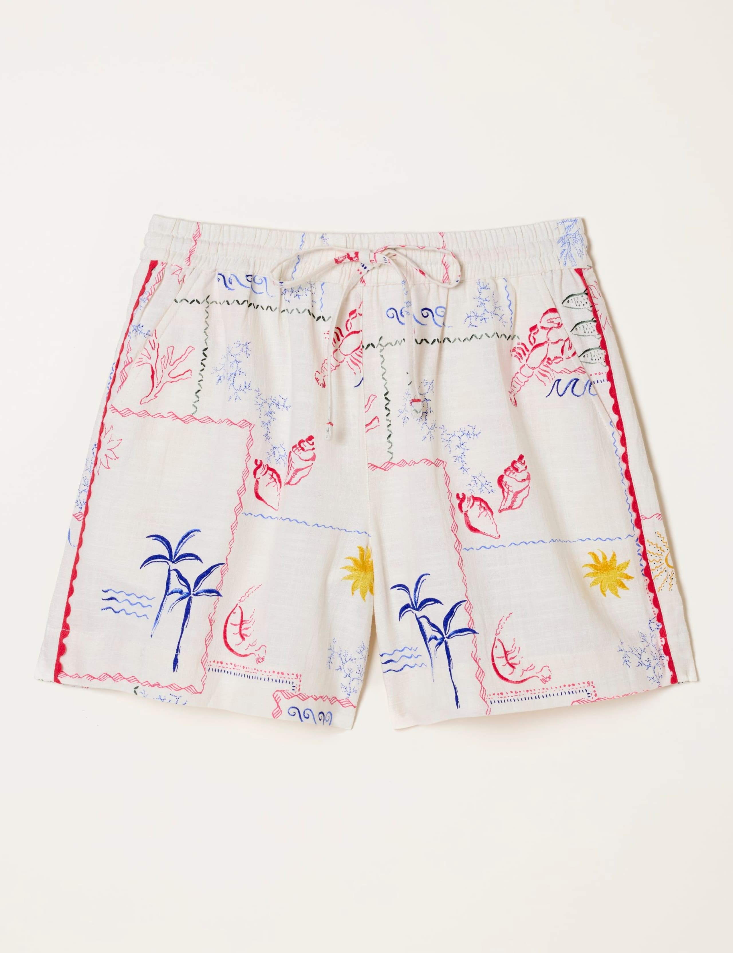 Cotton Blend Postcard Print Shorts 2 of 7
