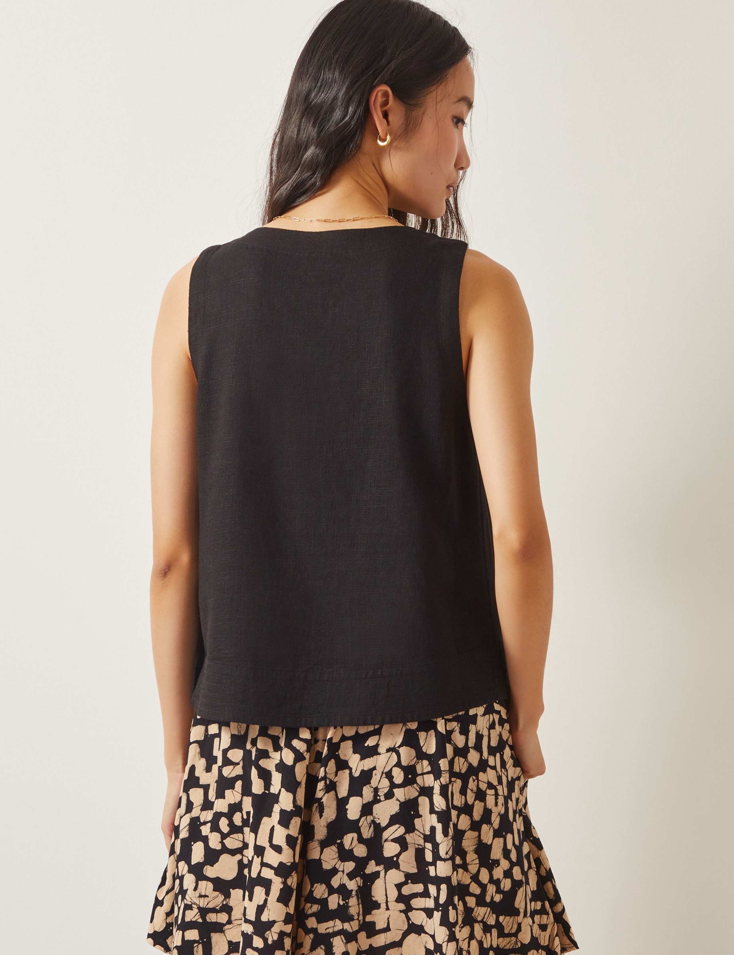 Button Detail Tank Top with Linen 3 of 5