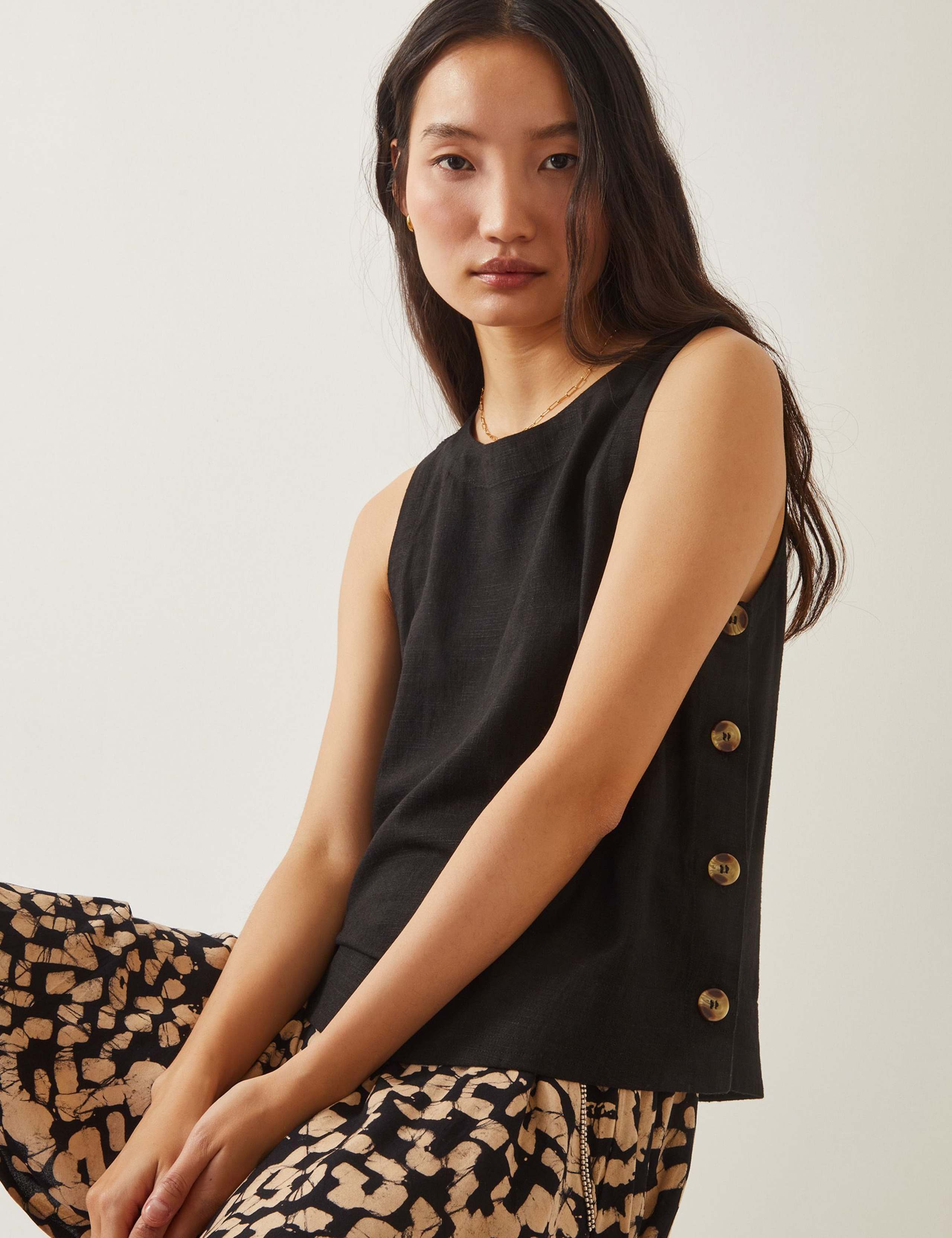 Button Detail Tank Top with Linen 5 of 5