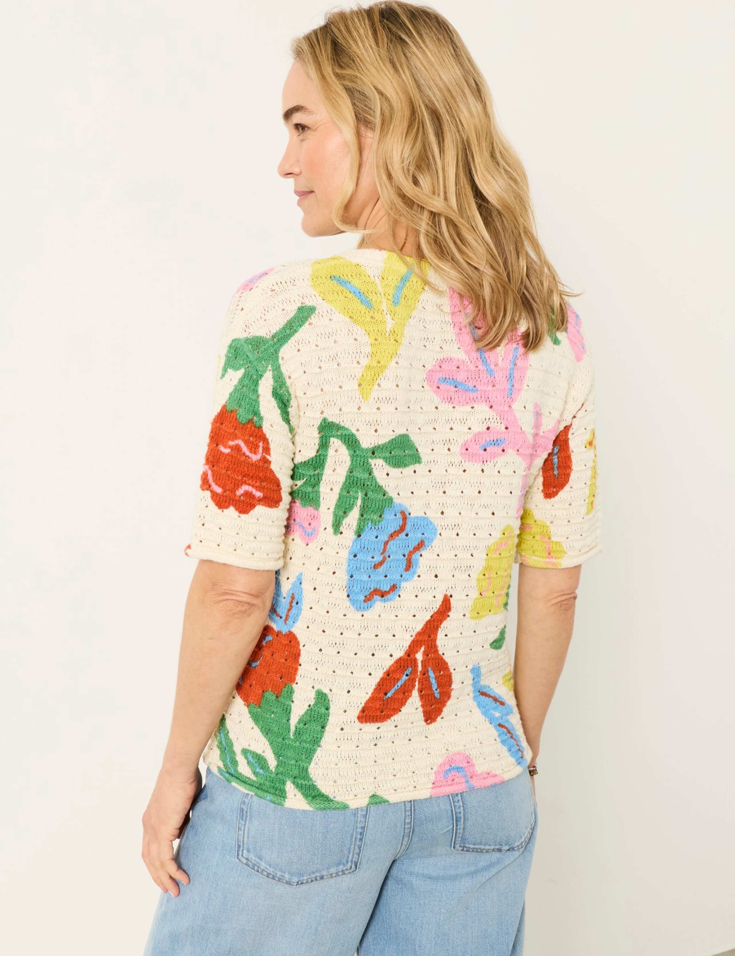Pure Cotton Floral Knitted Top 3 of 5