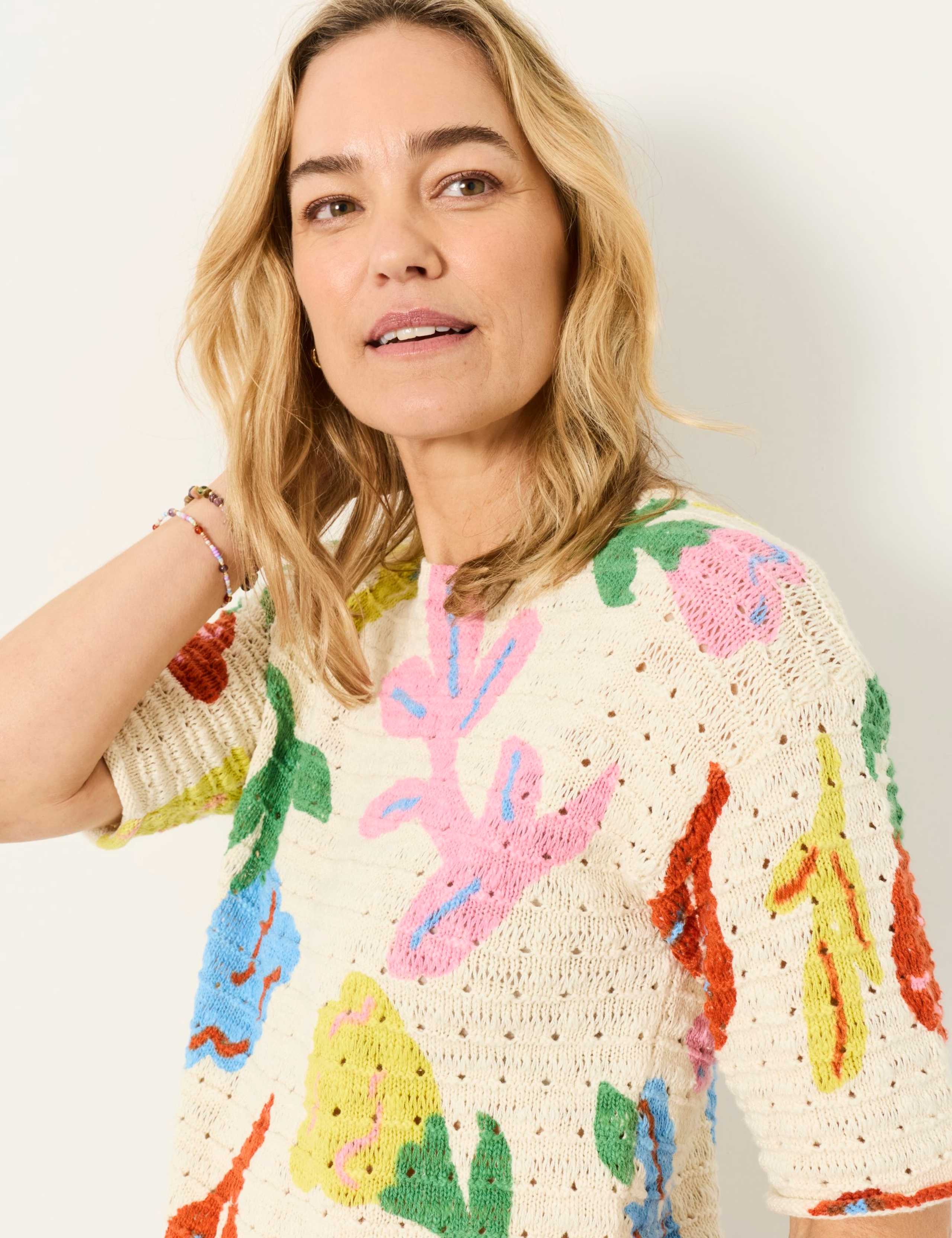 Pure Cotton Floral Knitted Top 5 of 5