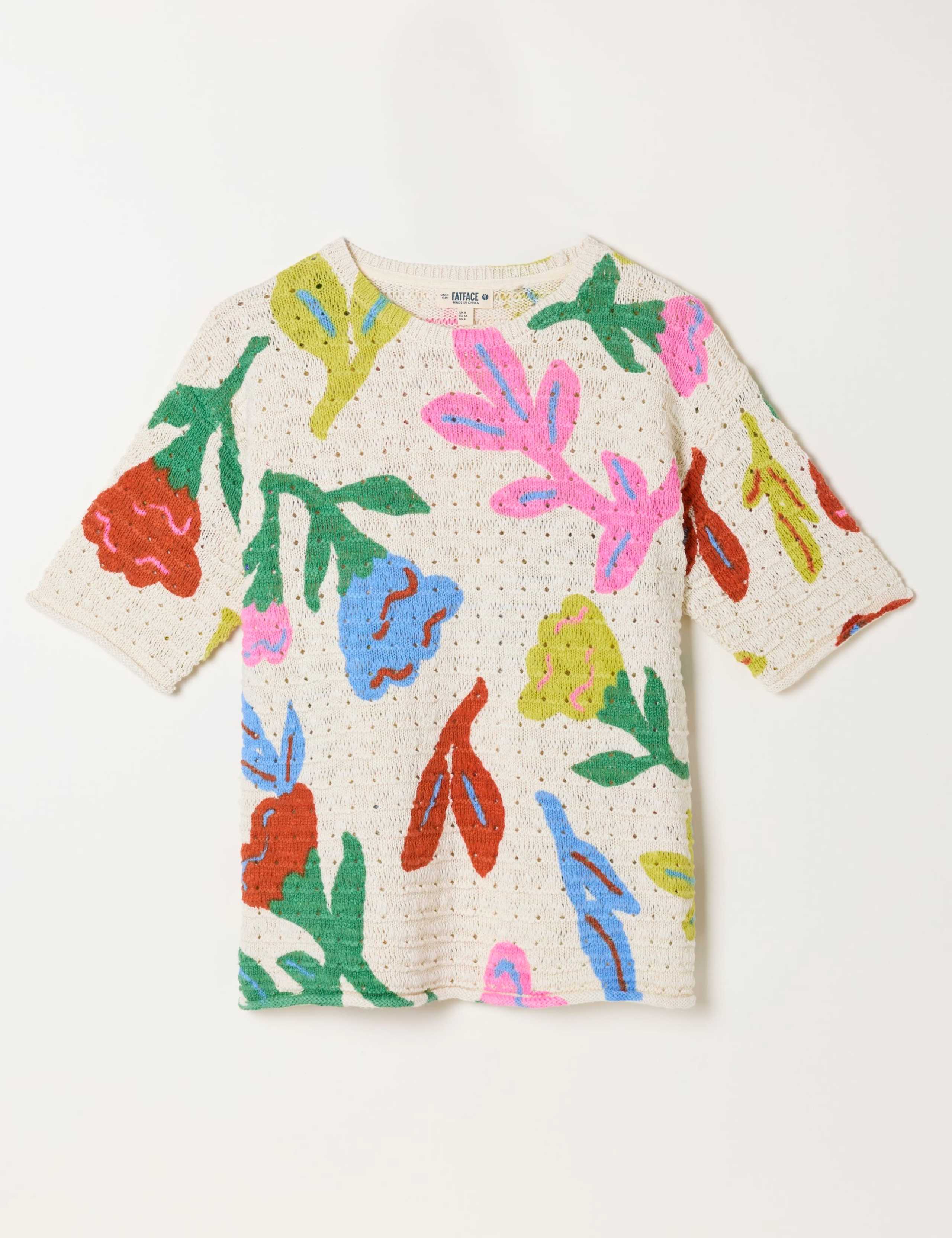 Pure Cotton Floral Knitted Top 2 of 5