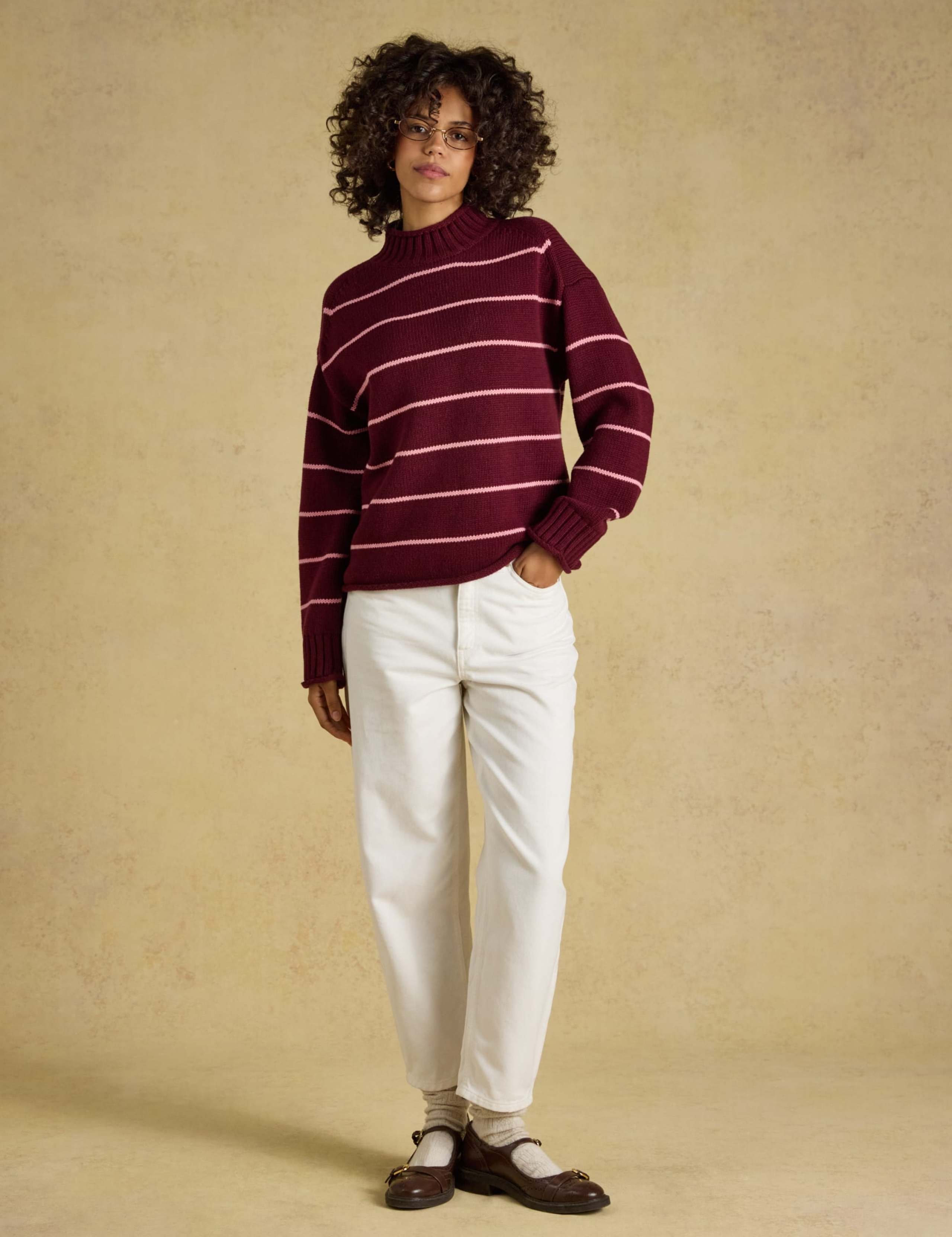 Pure Cotton Striped Roll Neck Jumper 4 of 7