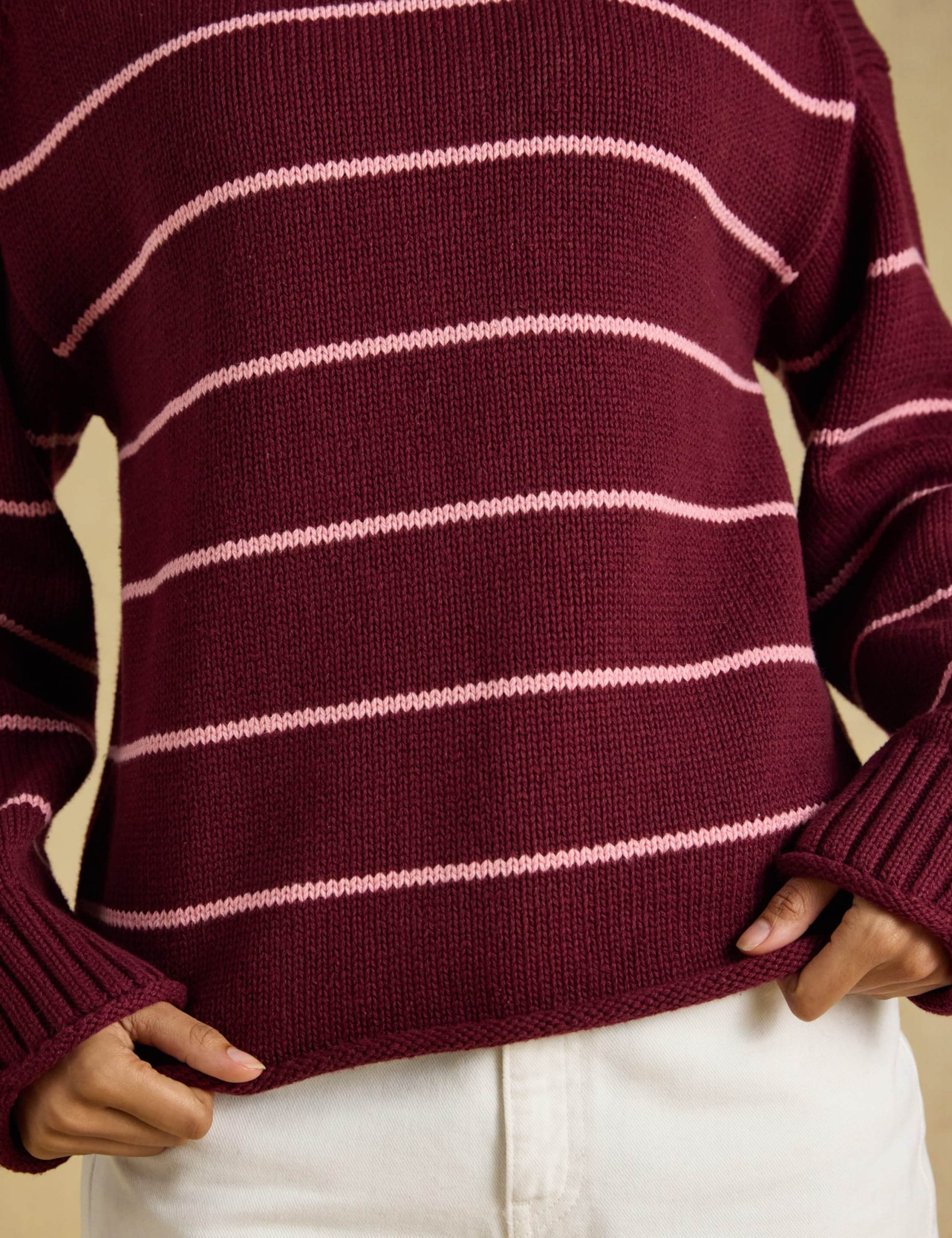 Pure Cotton Striped Roll Neck Jumper 5 of 7