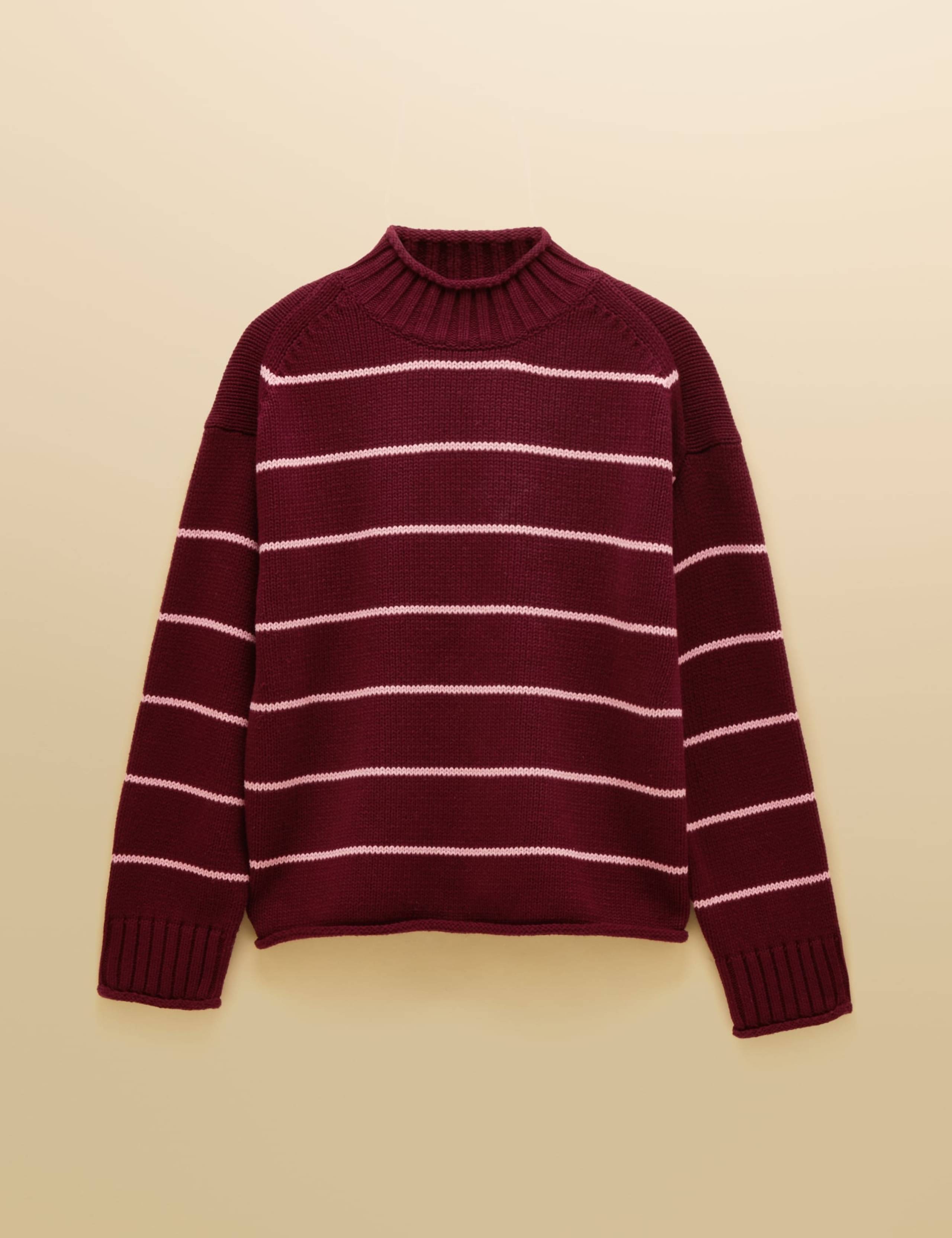 Pure Cotton Striped Roll Neck Jumper 6 of 7