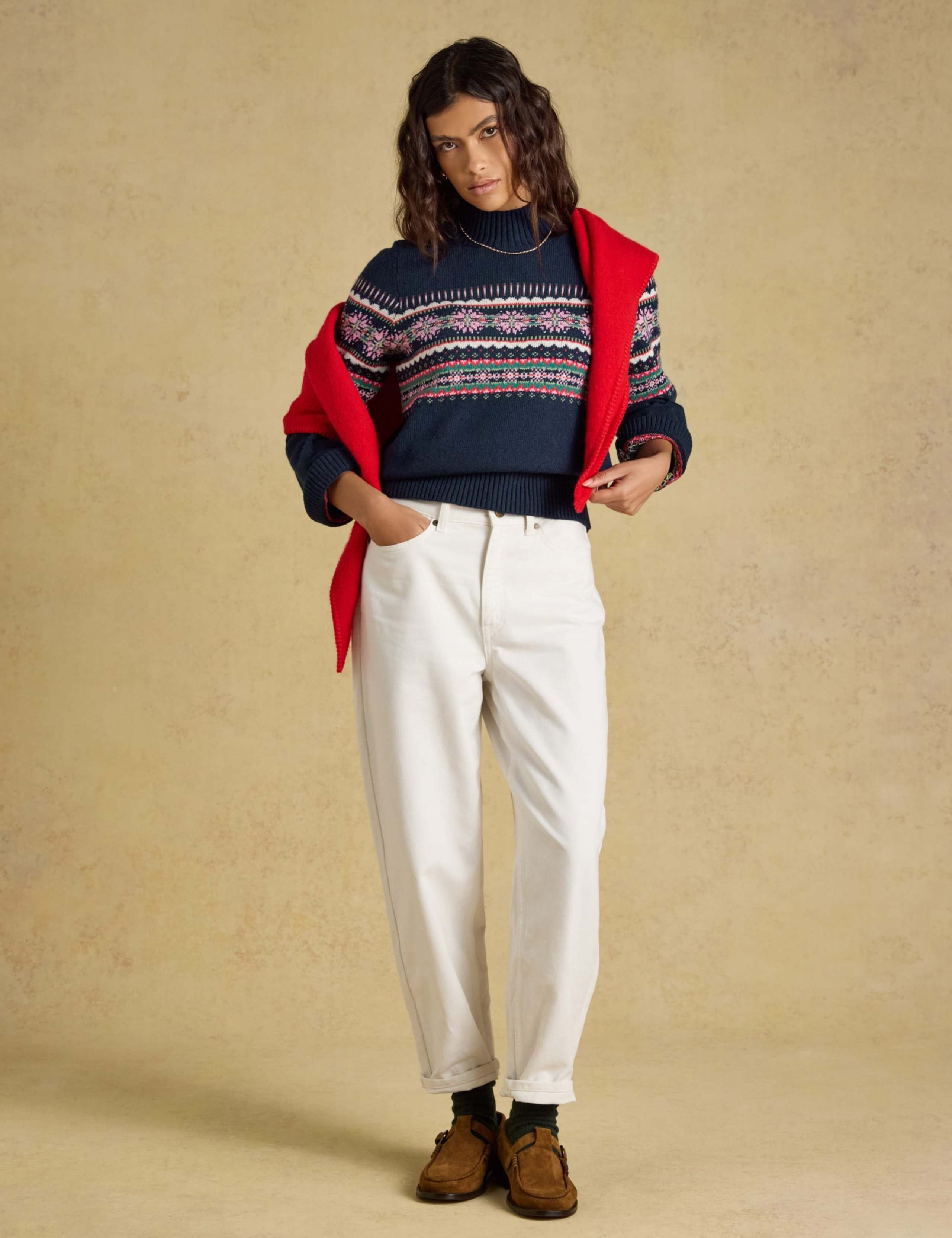 Cotton Rich Fair Isle Roll Neck Jumper with Wool 2 of 7