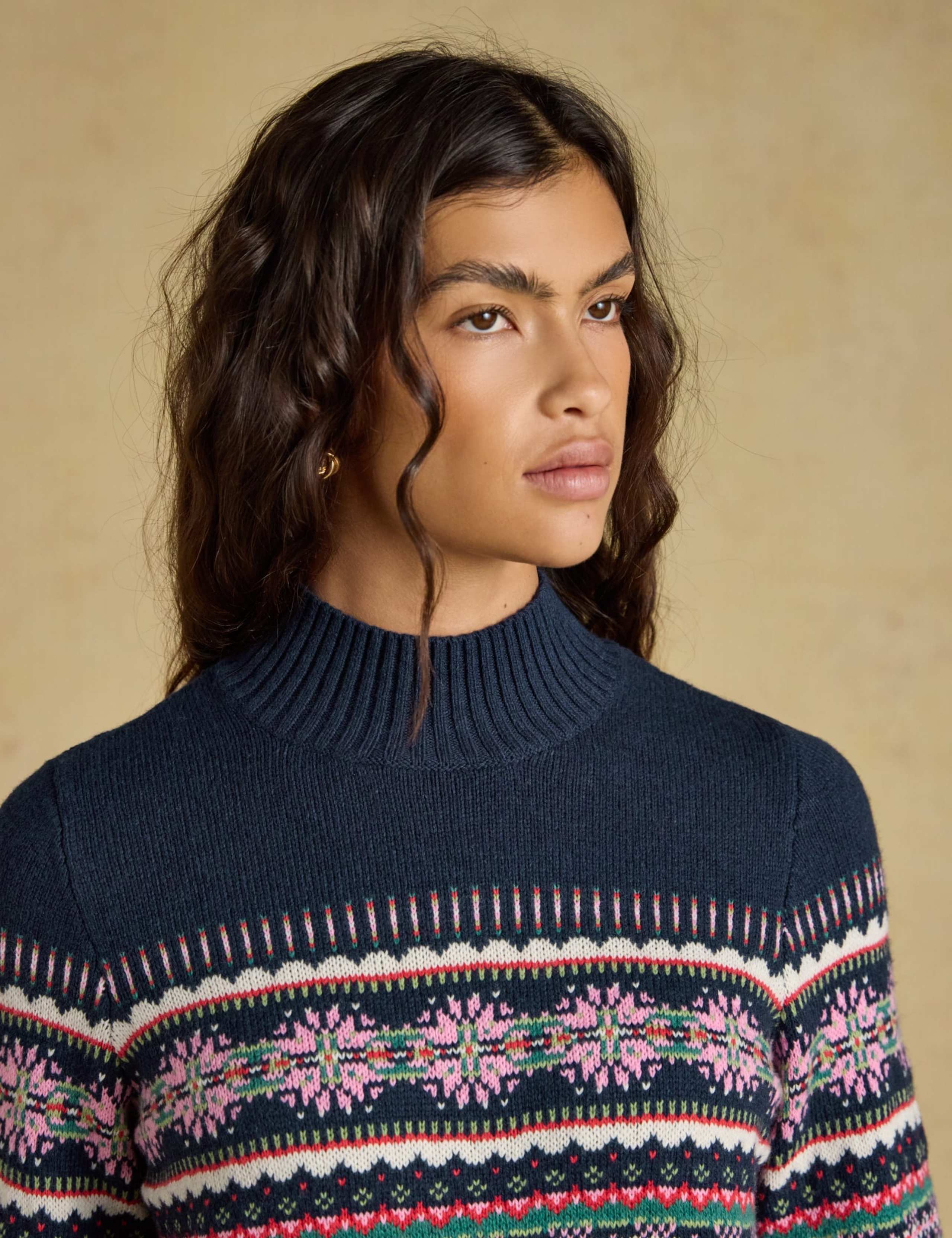 Cotton Rich Fair Isle Roll Neck Jumper with Wool 4 of 7