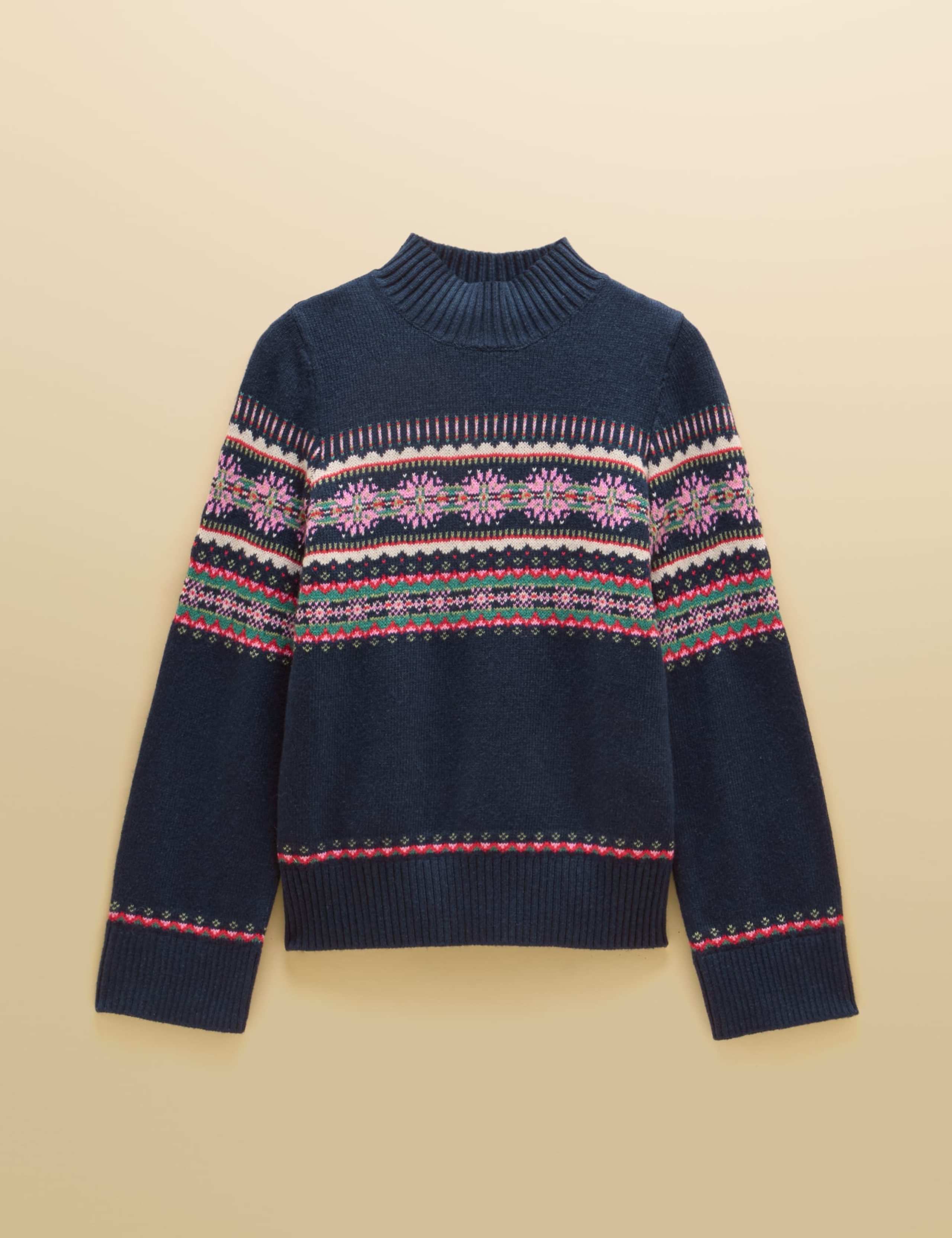 Cotton Rich Fair Isle Roll Neck Jumper with Wool 7 of 7
