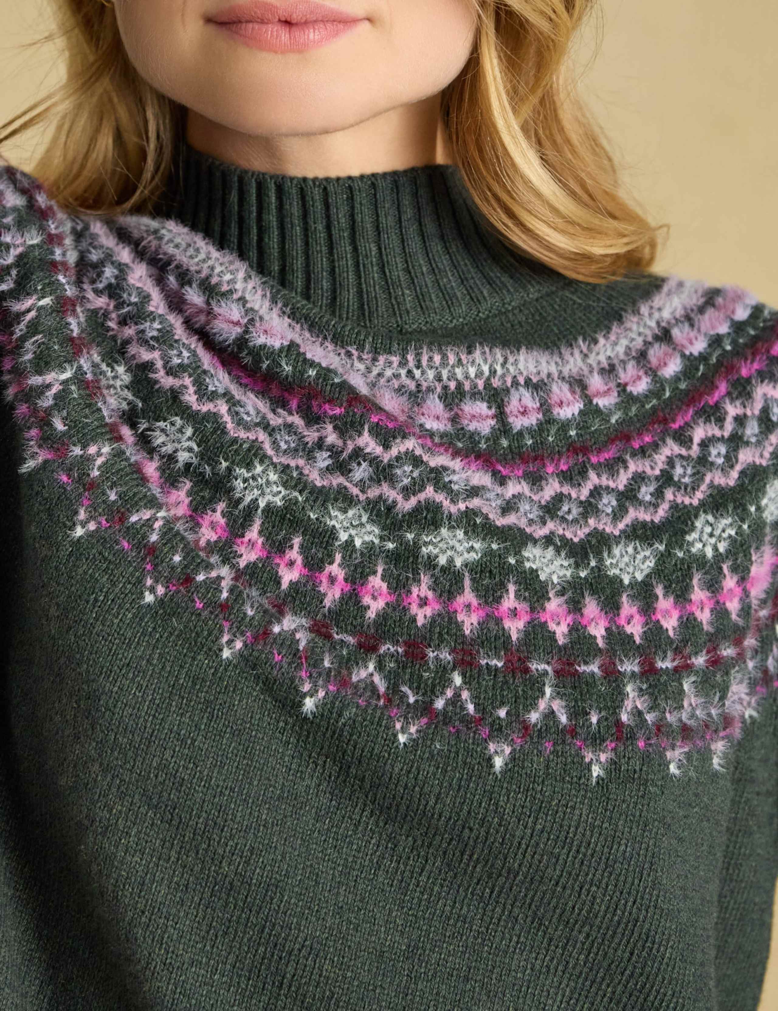 Cotton Rich Fair Isle Roll Neck Jumper with Wool 3 of 6