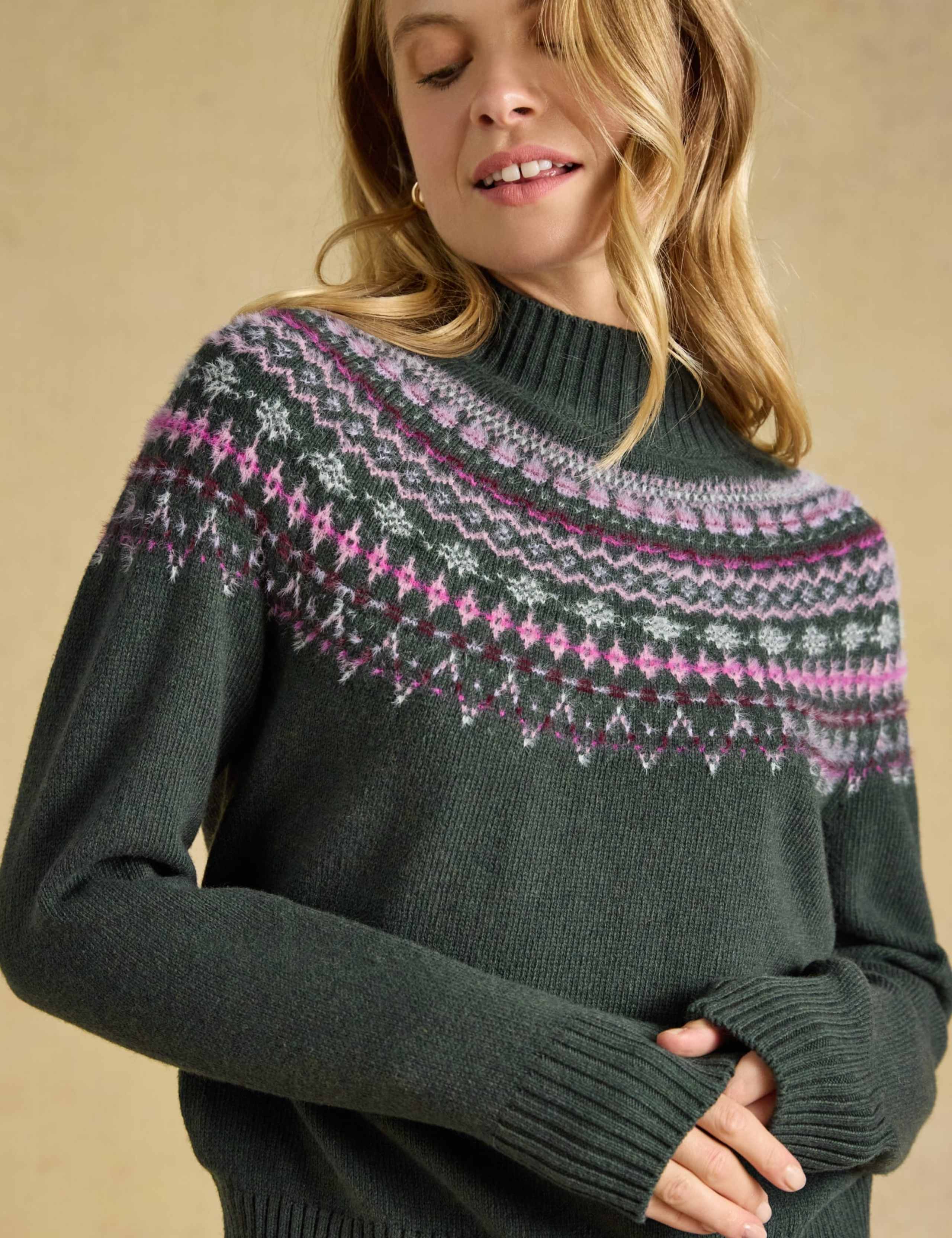 Cotton Rich Fair Isle Roll Neck Jumper with Wool 6 of 6