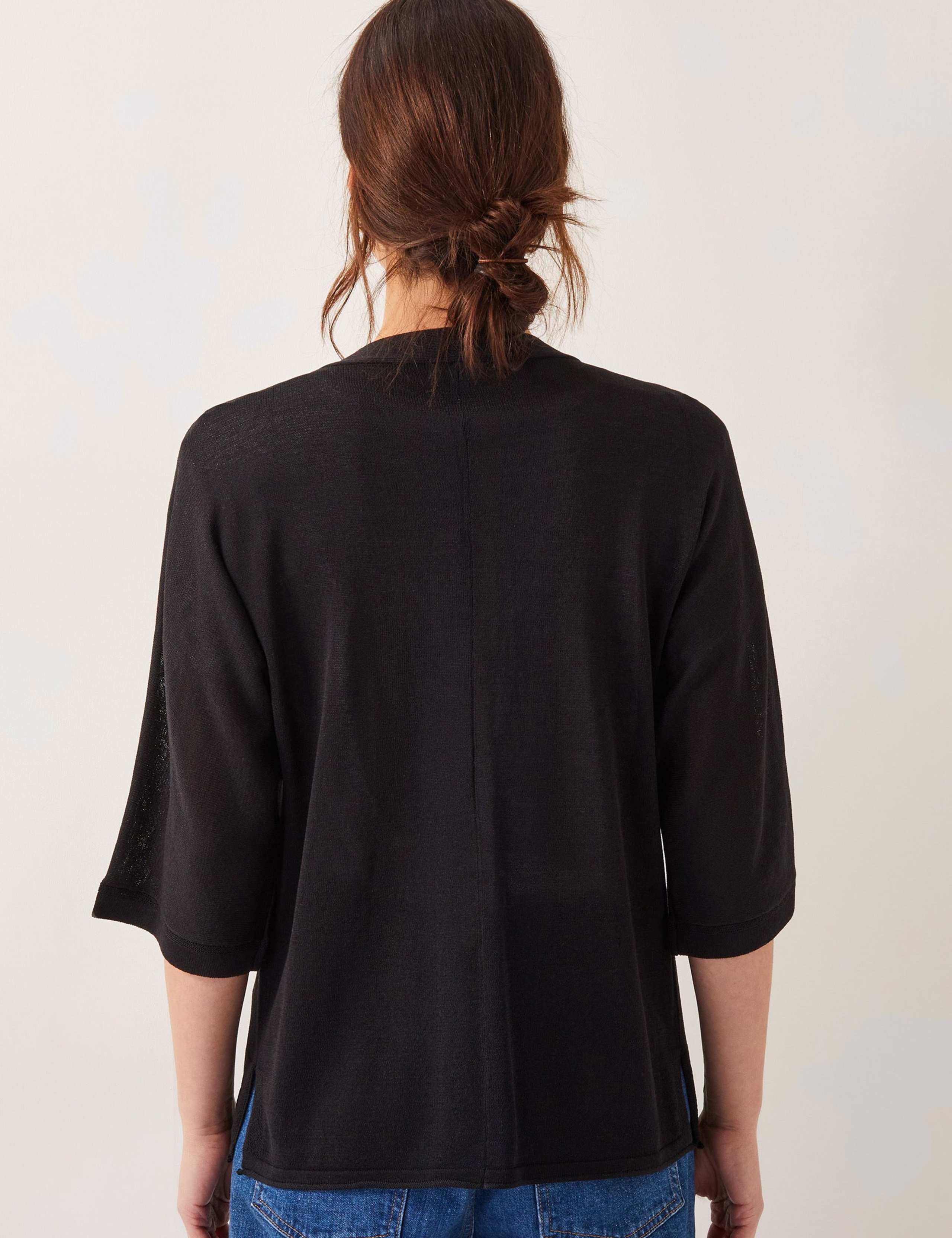 V-Neck Single Button Cardigan With Linen 4 of 4