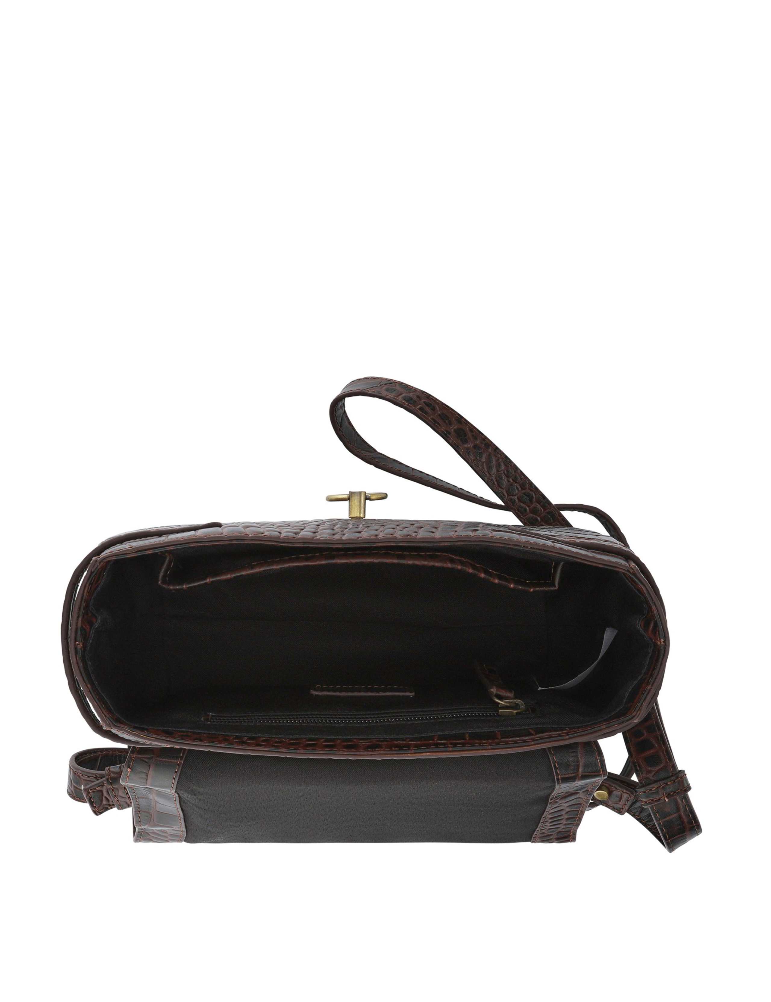 Leather Croc Effect Cross Body Shoulder Bag 4 of 6